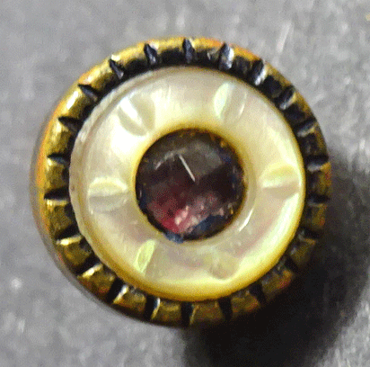 Dimi button with pearl and purple paste