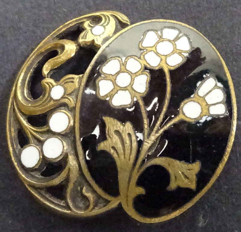 Vintage pierced black and white enamel,