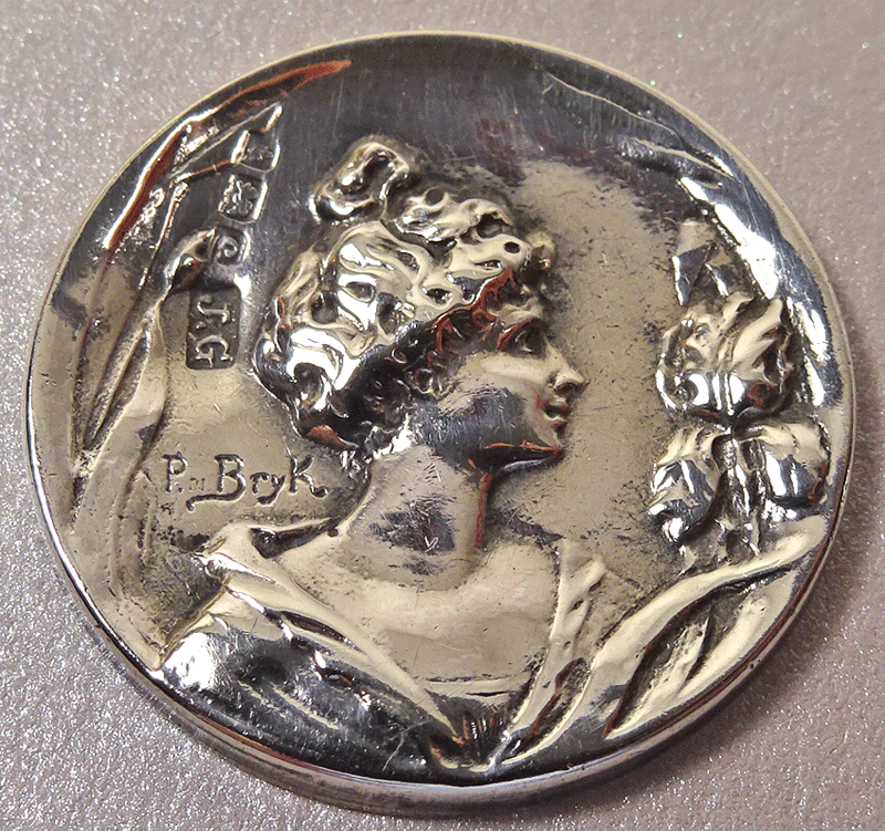 Silver Art Nouveau female by P de Bryk, Birmingham 1902