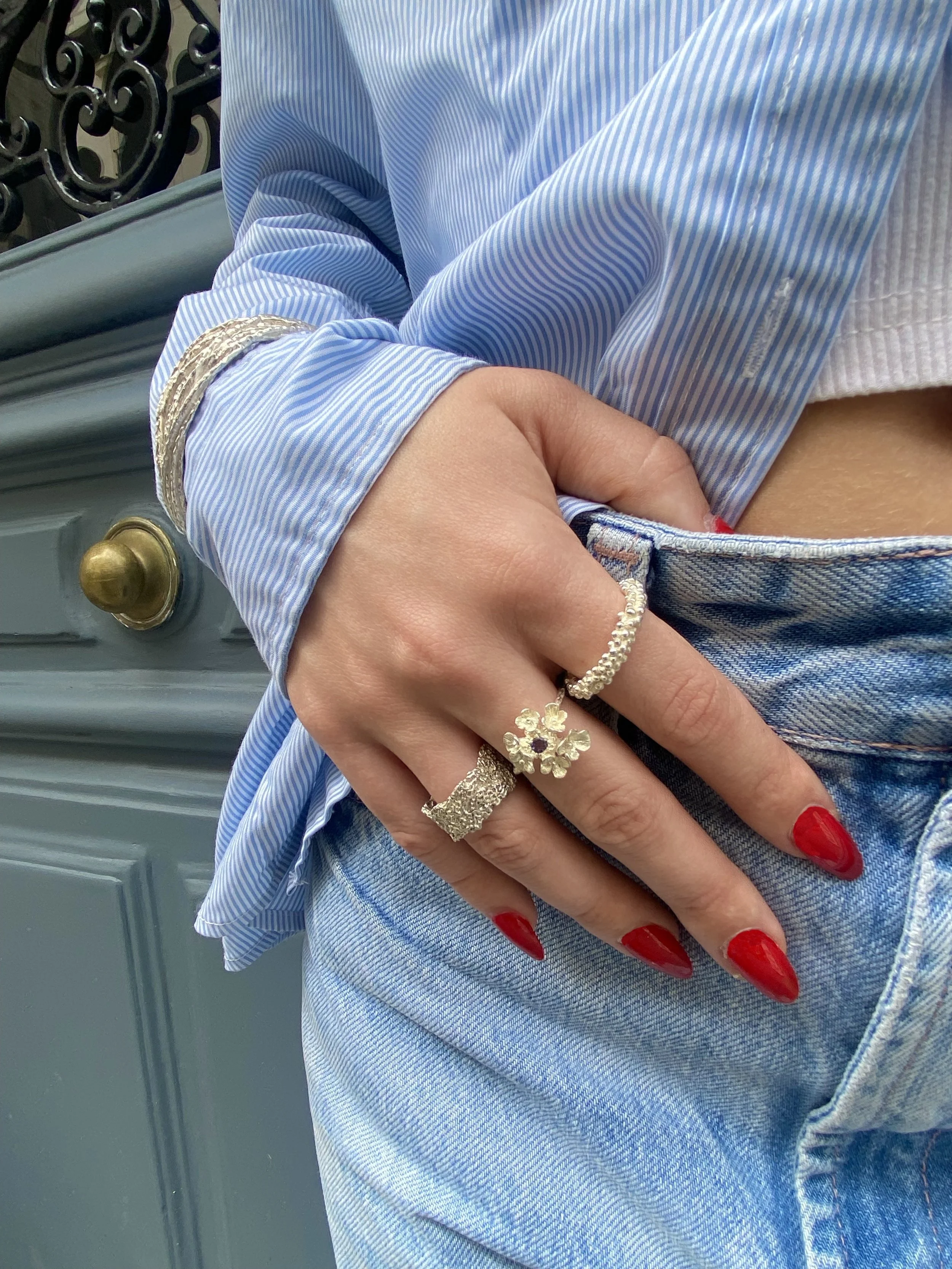 bague-texturé-faitmain-doré-paris6-argent-personalisable-stacking