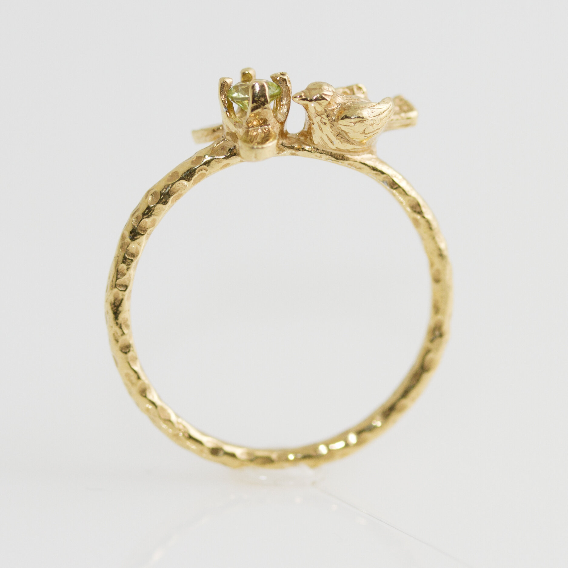 Bague oiseau pierre artisanale