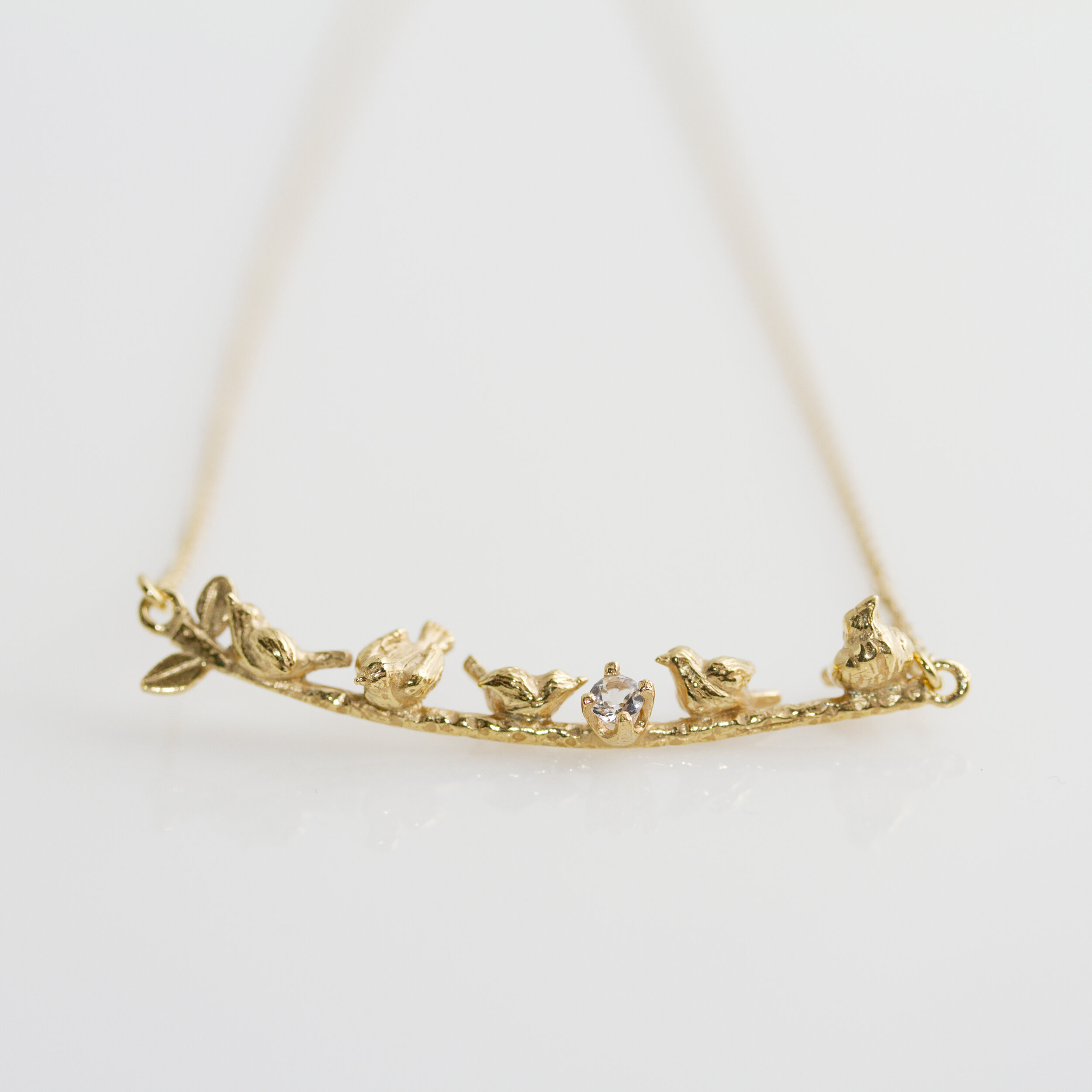 Collier branche oiseaux argent, or, plaqué, vermeil