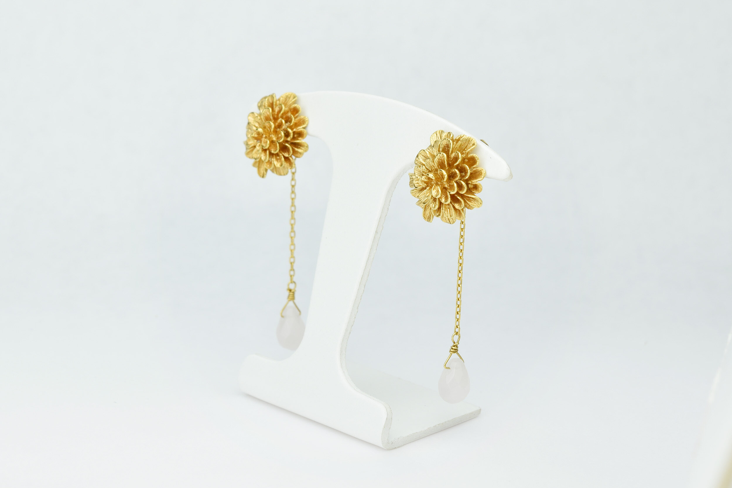 Boucles d'oreilles fleurs rondes Dahlia artisan bijoutier
