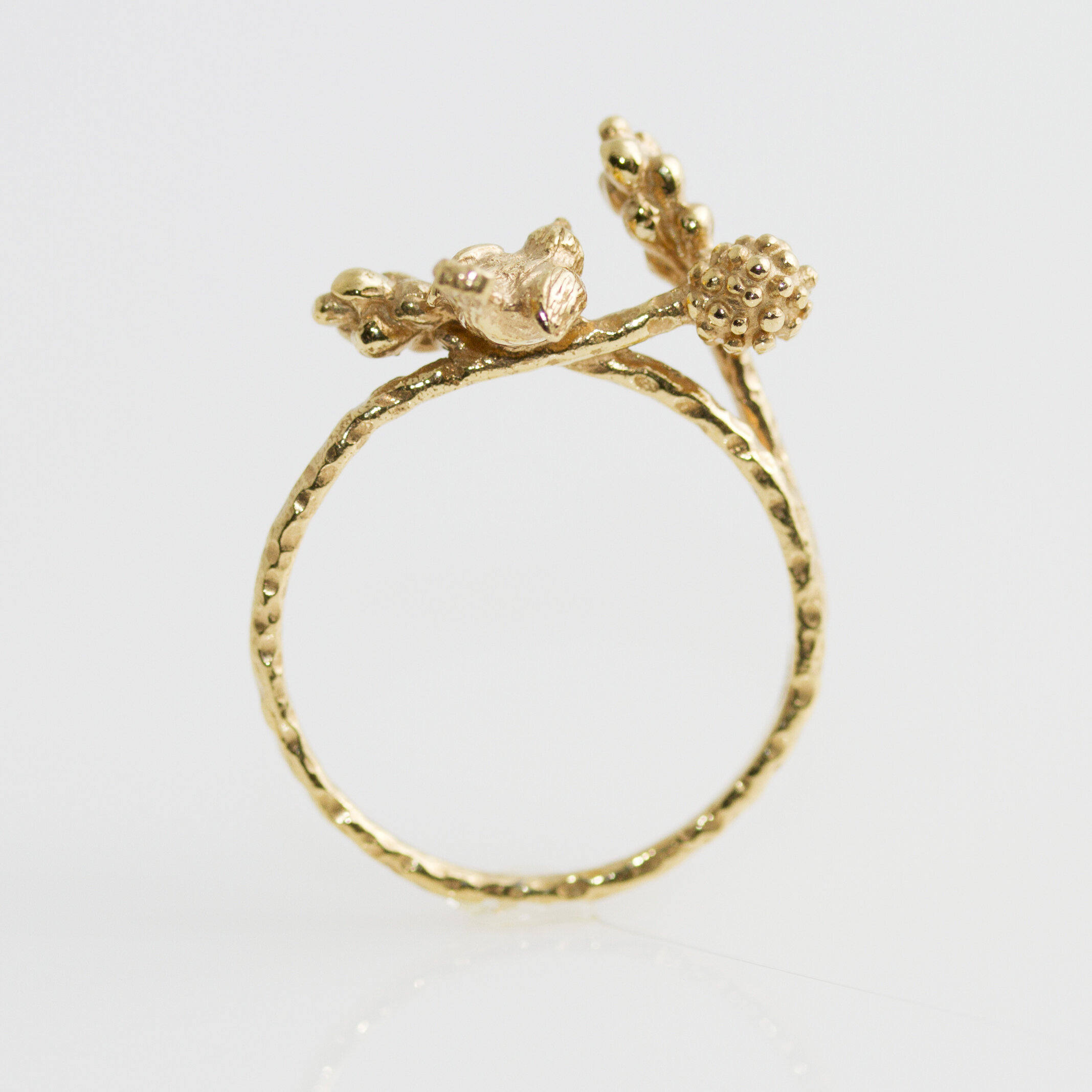 Bague oiseau fruits argent massif, or 18k, plaqué or