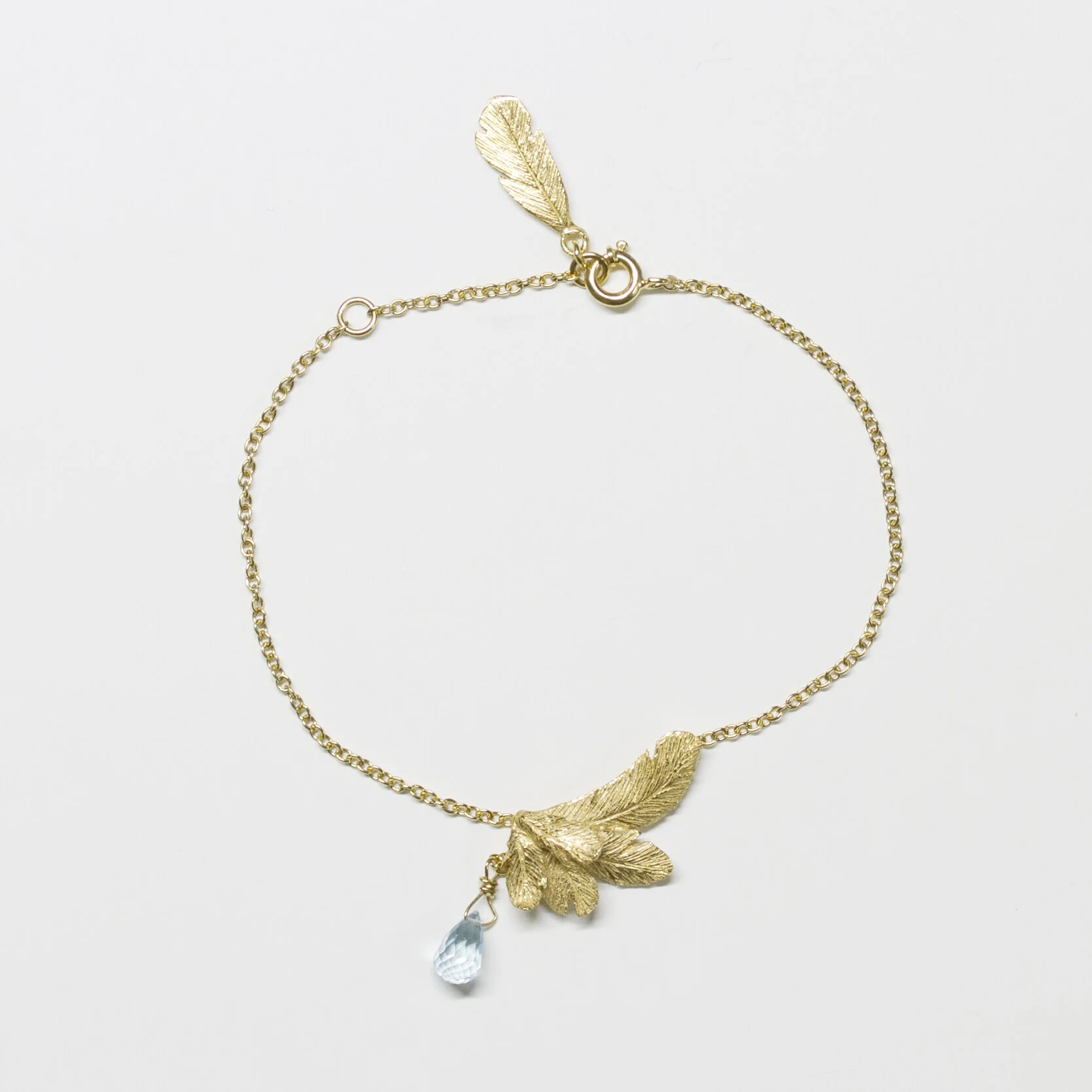 Bracelet plume avec pierre