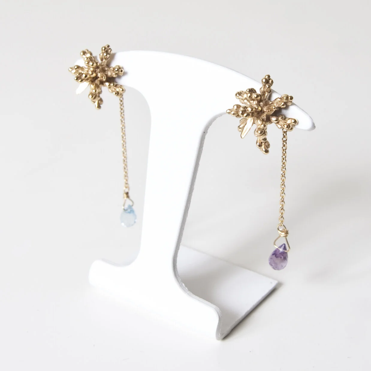 Boucles d'oreilles lavande épis radiaux créateur paris or 18k ( or jaune, or gris, or blanc, or rose), argent sterling 925, vermeil (plaqué or)