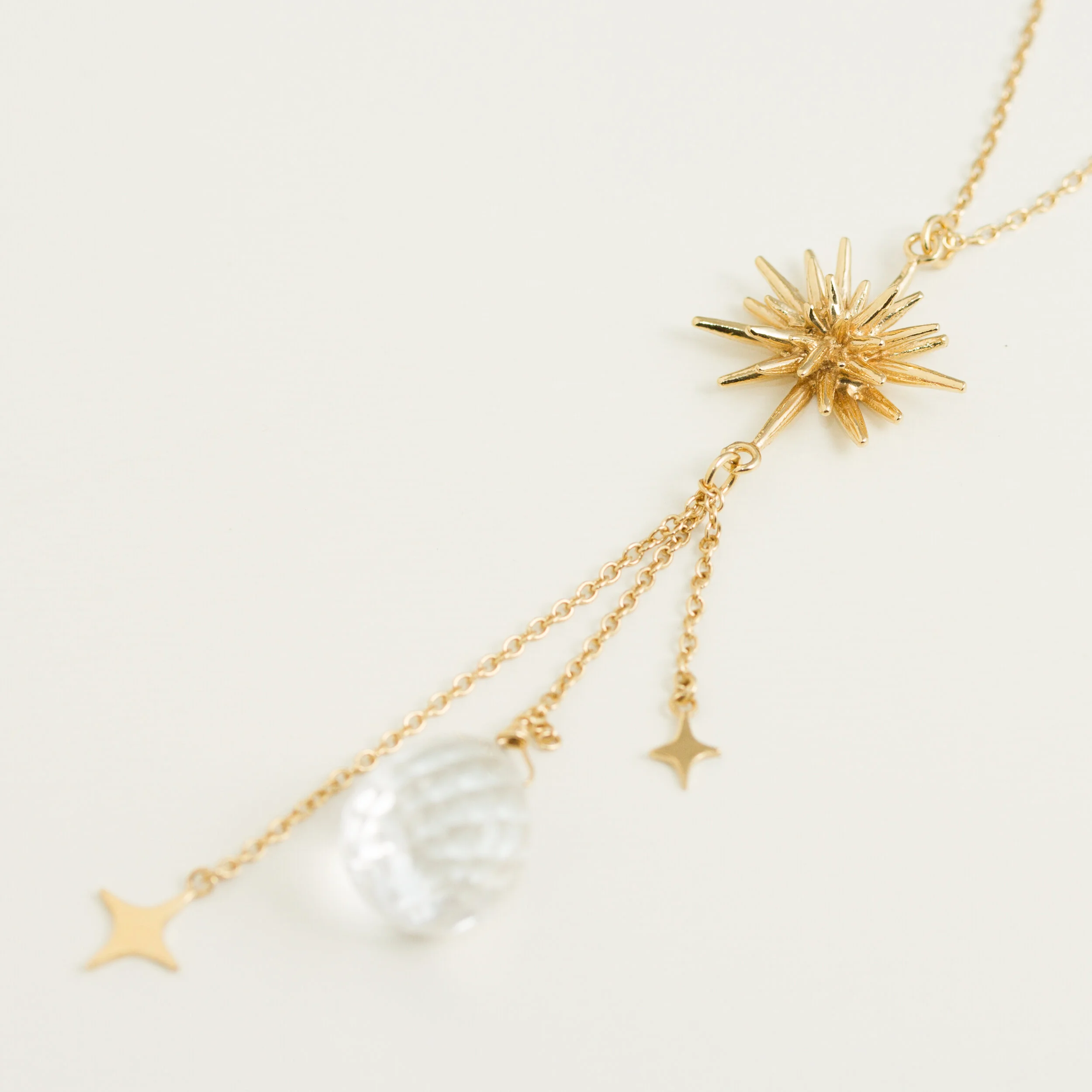 Collier étoile grande or 18 carats ( or jaune, or gris, or blanc, or rose), argent 925 massif, vermeil (plaqué or) pour femmes