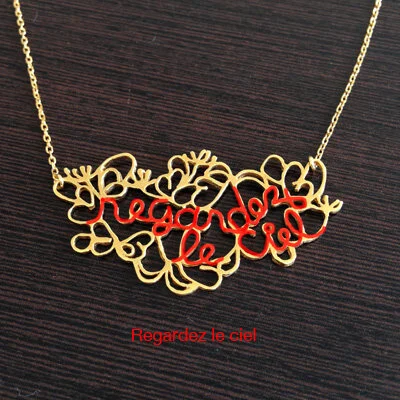 Collier artisanal avec inscription "regardez le ciel" - La lueur de l'aube