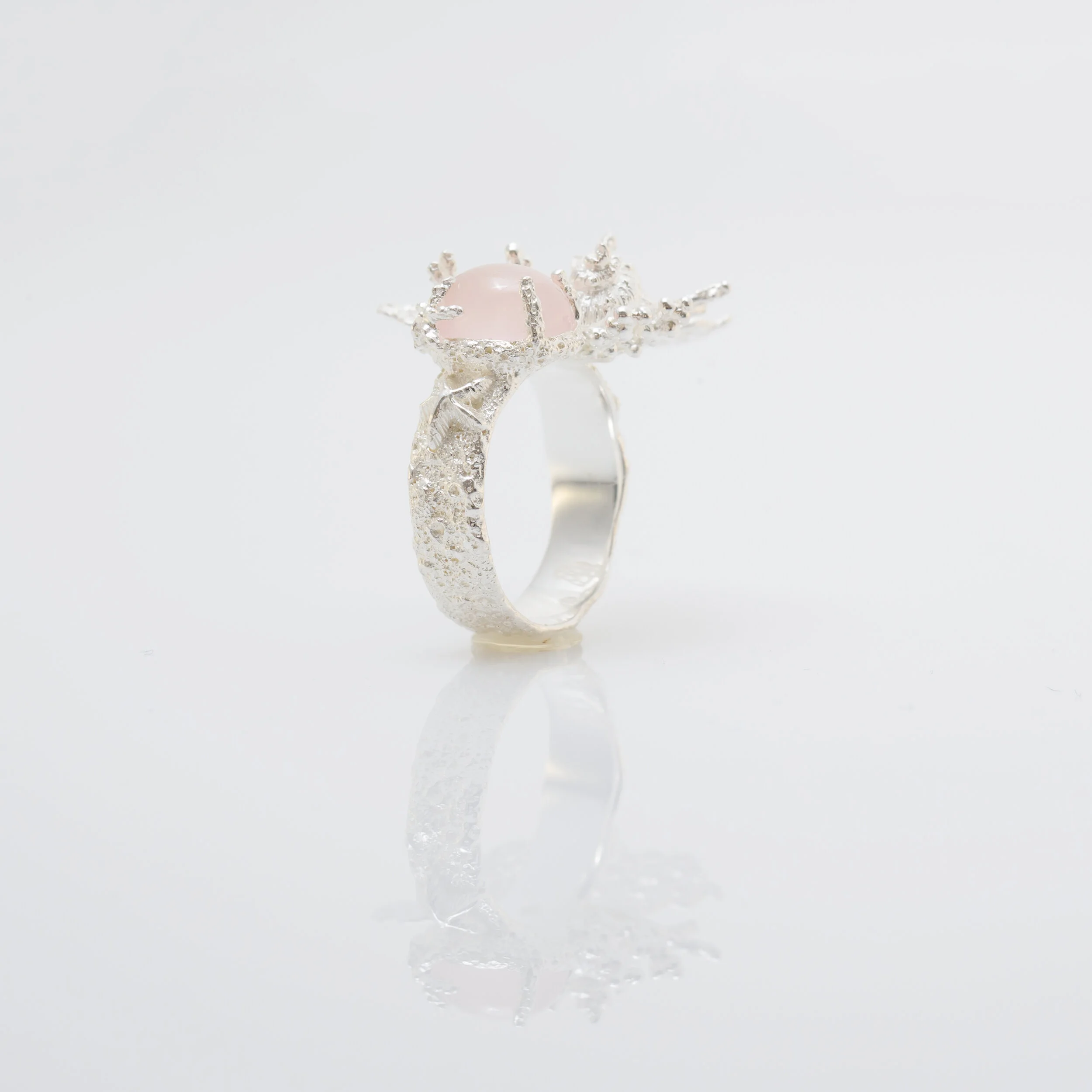 Bague texture corail cabochon made in France