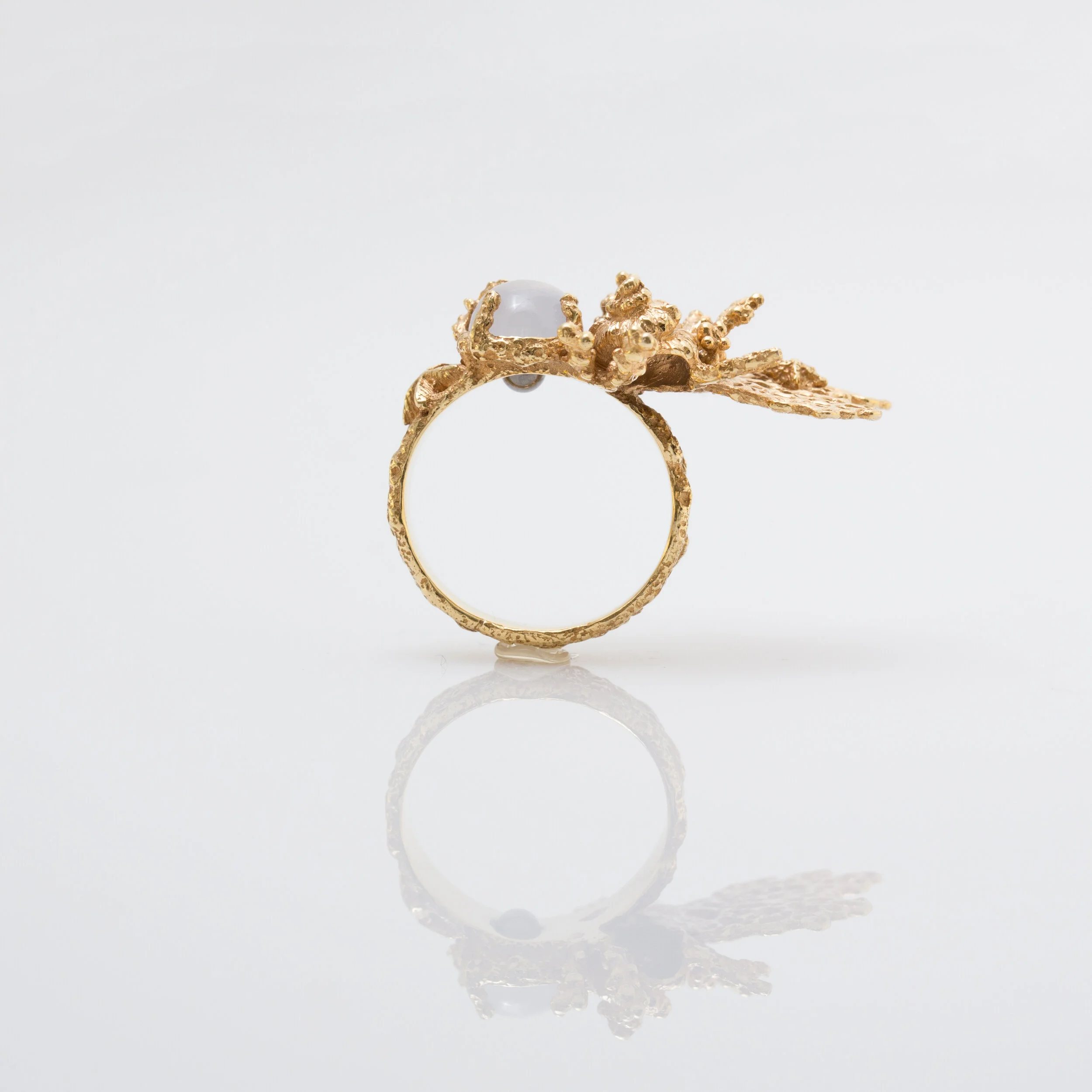 Bague texture corail cabochon bijoutier joaillier
