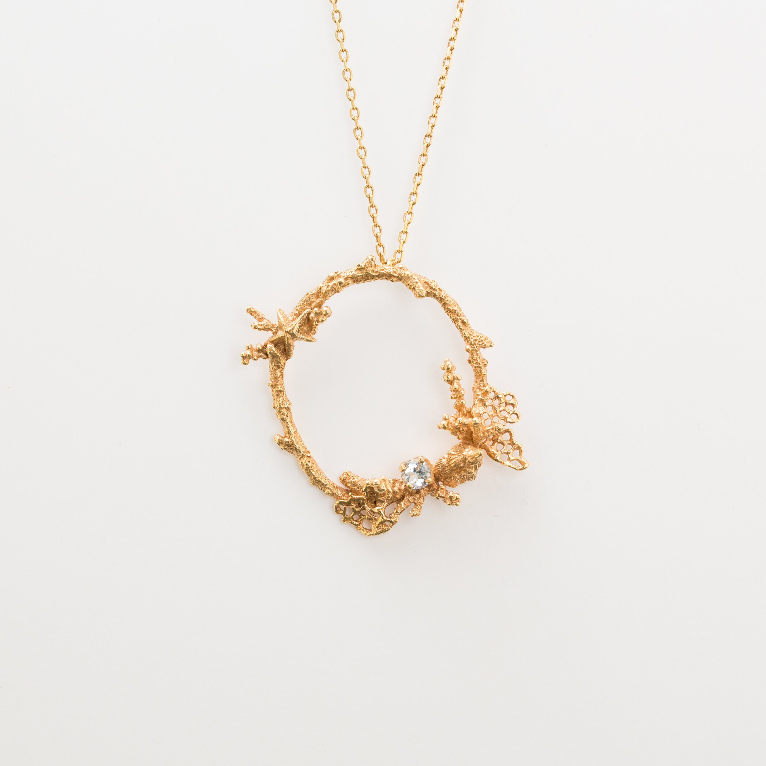 Collier pendentif texture corail ovale artisan bijoutier