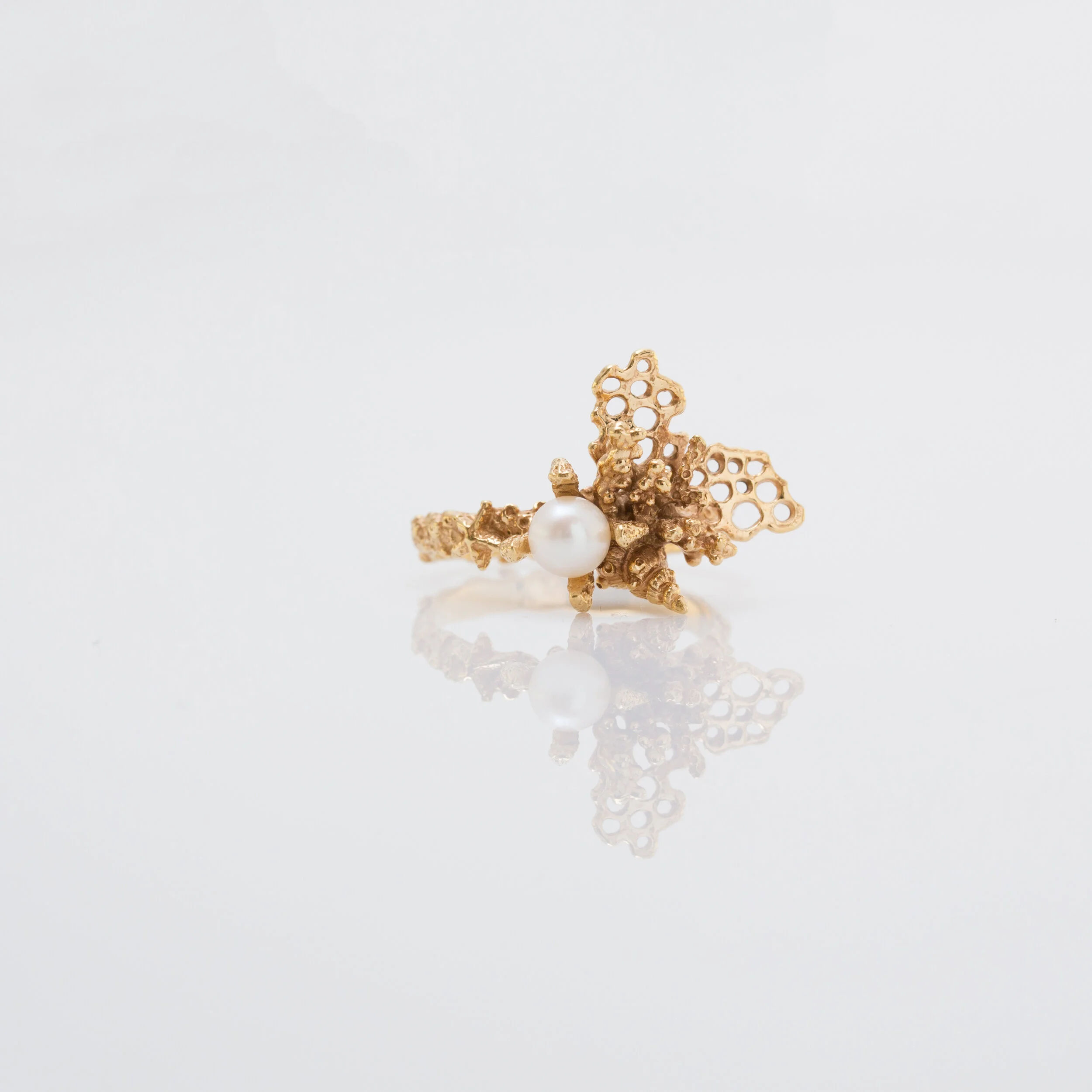 Bague texture corail or 18 carats ( or jaune, or gris, or blanc, or rose), argent 925 massif, vermeil (plaqué or) pour femmes