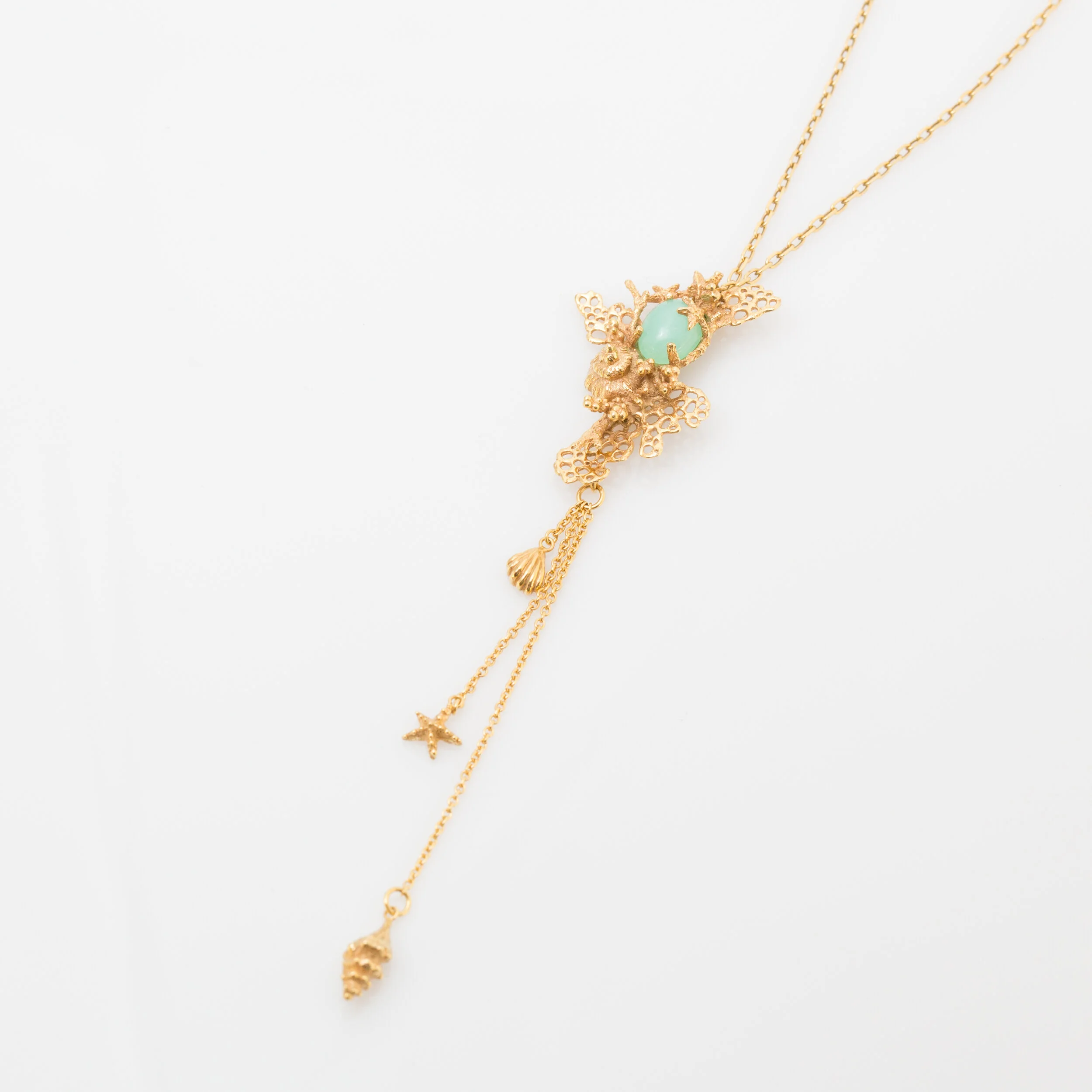 Collier texture corail avec cabochon ( or jaune, or gris, or blanc, or rose), argent 925 massif, vermeil (plaqué or) pour femmes
