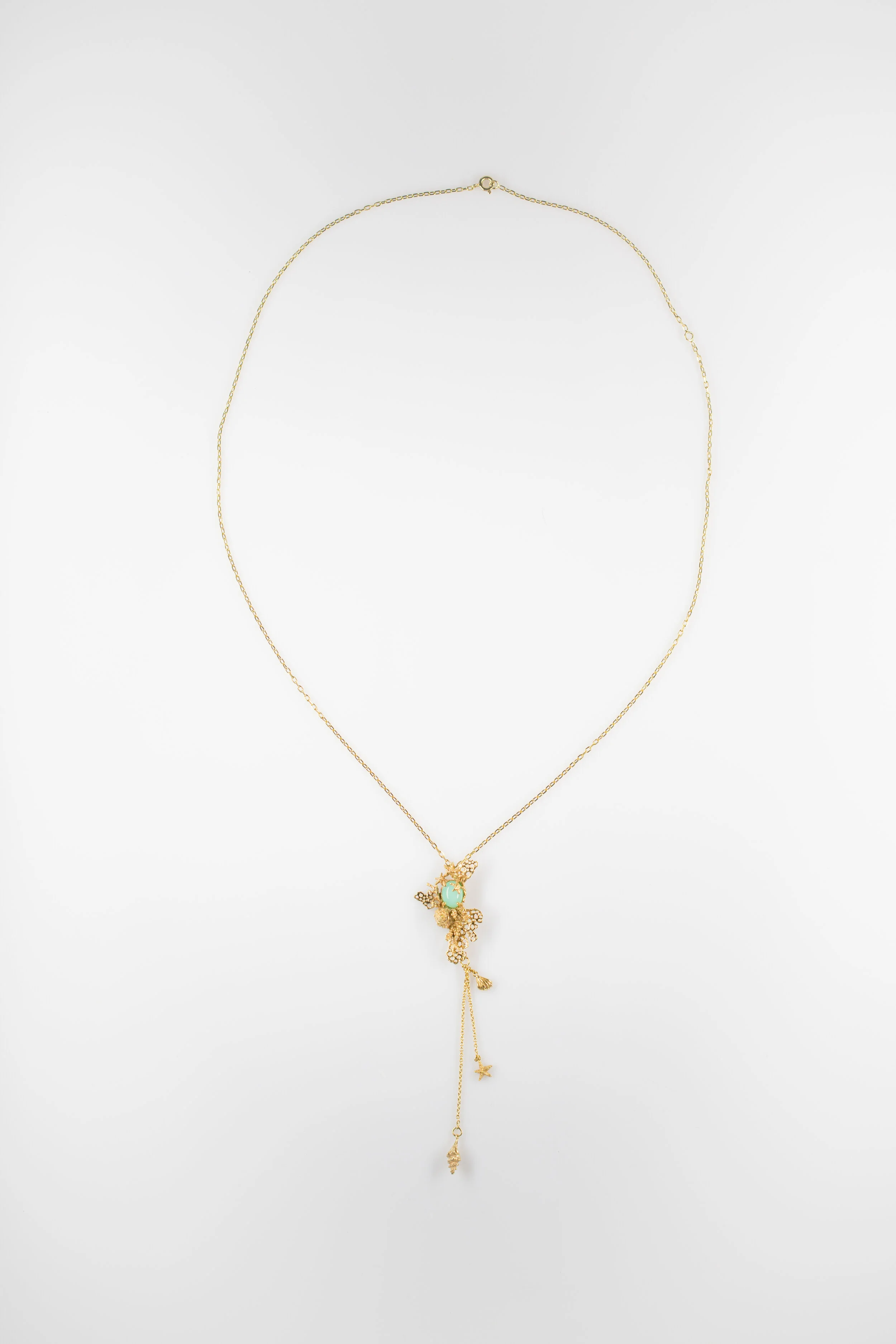 Collier pendentif texture corail avec cabochon artisan bijoutier parisien