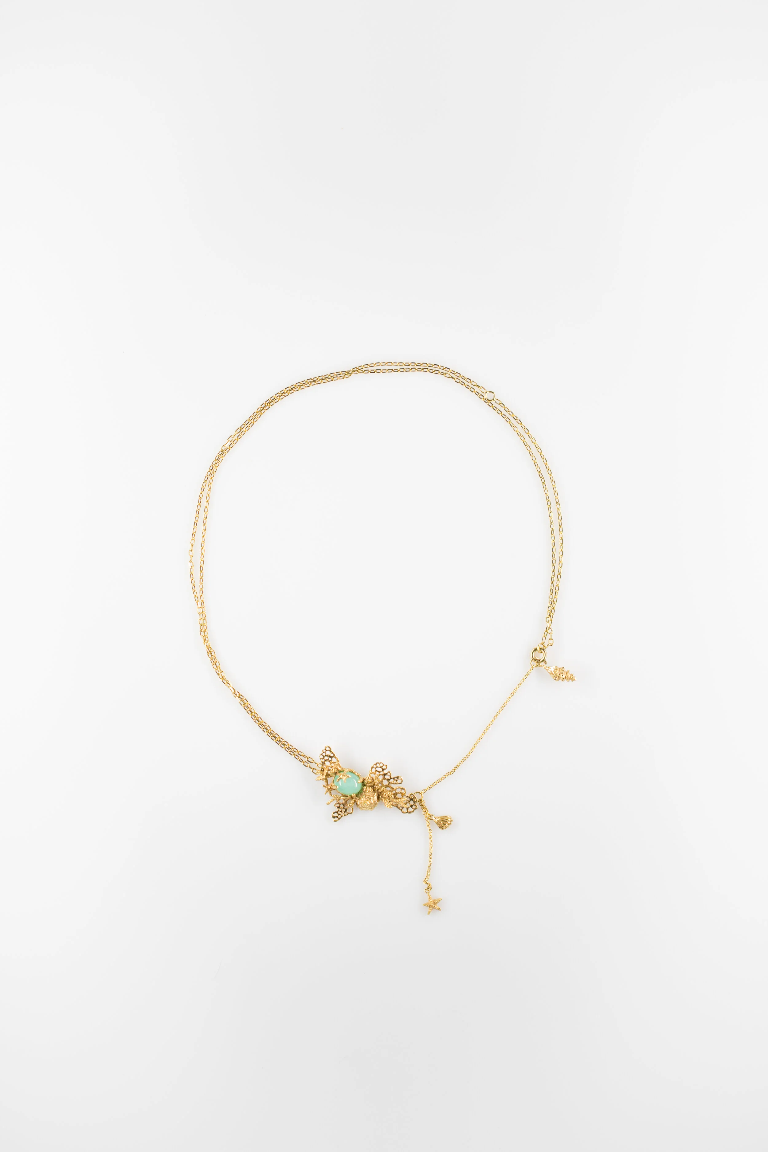 Collier pendentif texture corail avec cabochon bijouterie Paris 6