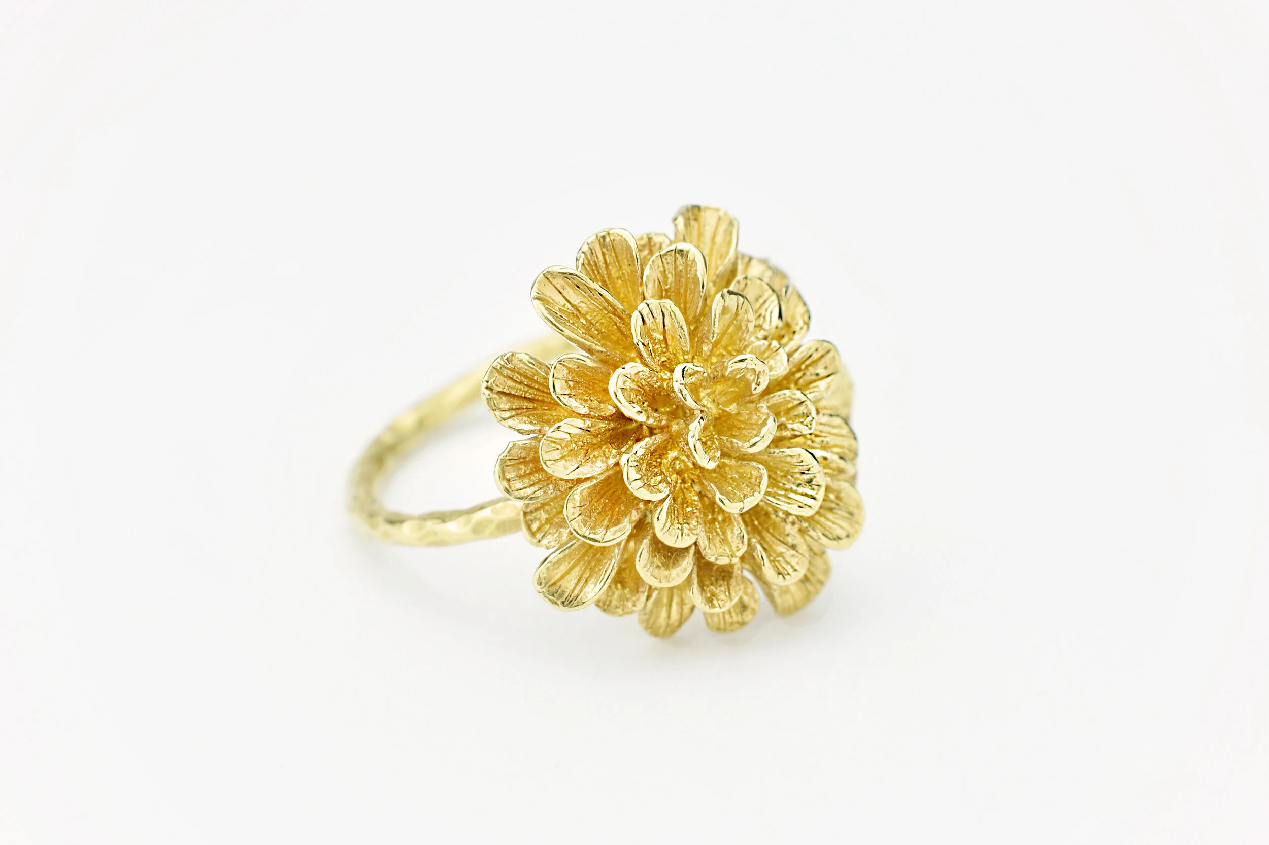 Bague fleur simple Dahlia or 18 carats ( or jaune, or gris, or blanc, or rose), argent 925 massif, vermeil (plaqué or) pour femmes