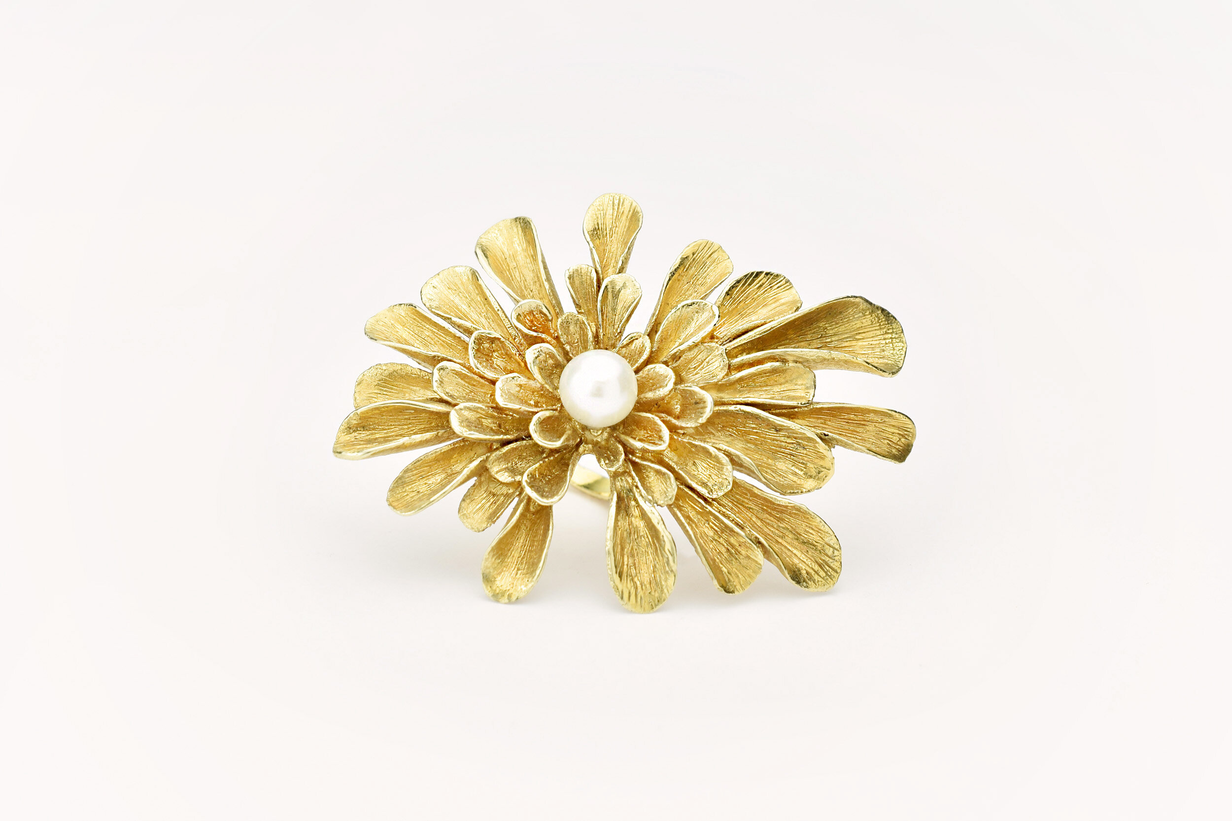 Bague fleur Dahlia or 18 carats ( or jaune, or gris, or blanc, or rose), argent 925 massif, vermeil (plaqué or) pour femmes