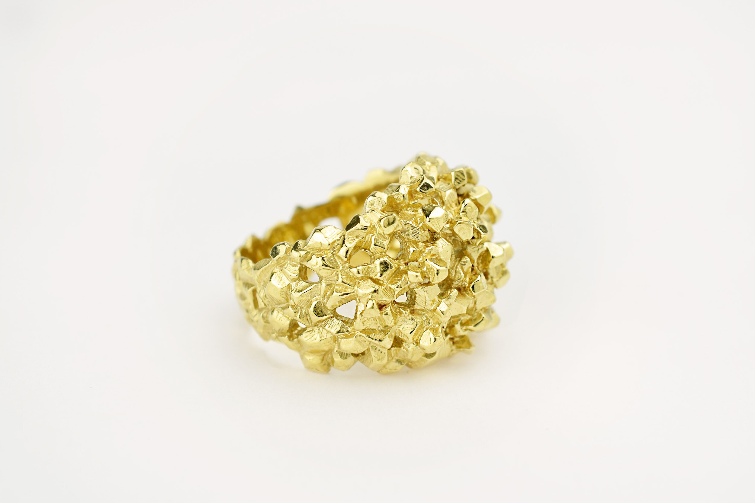 Bague pépite d'or globe artisan bijoutier