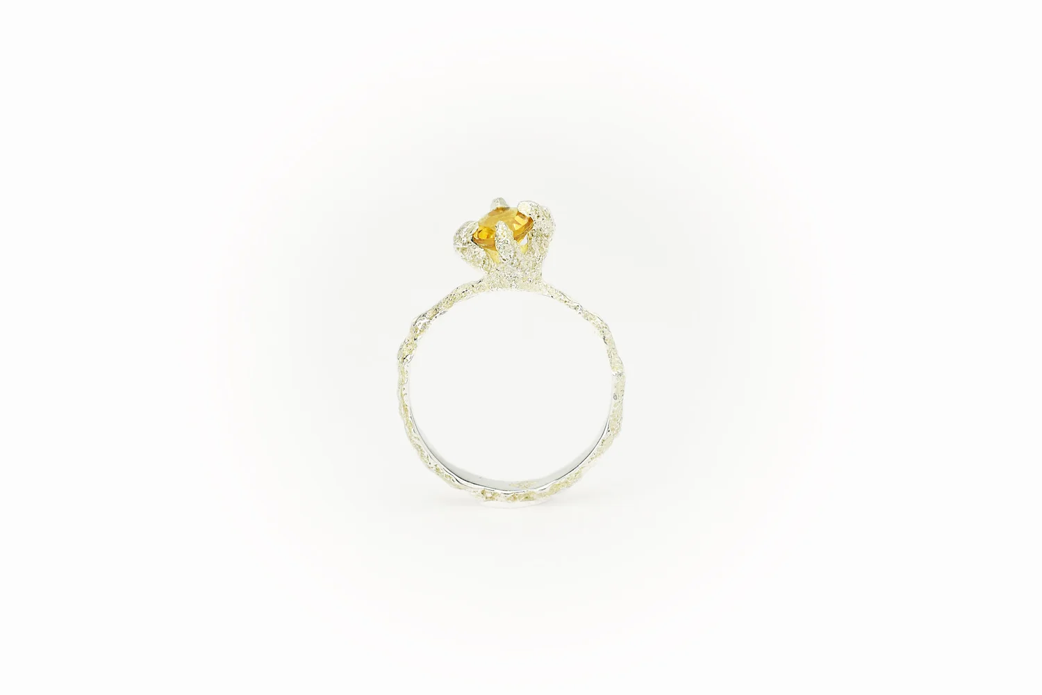 Bague Solitaire En Argent Massif Et Vermeil Avec Zirconium - Taille 58, Occasion
