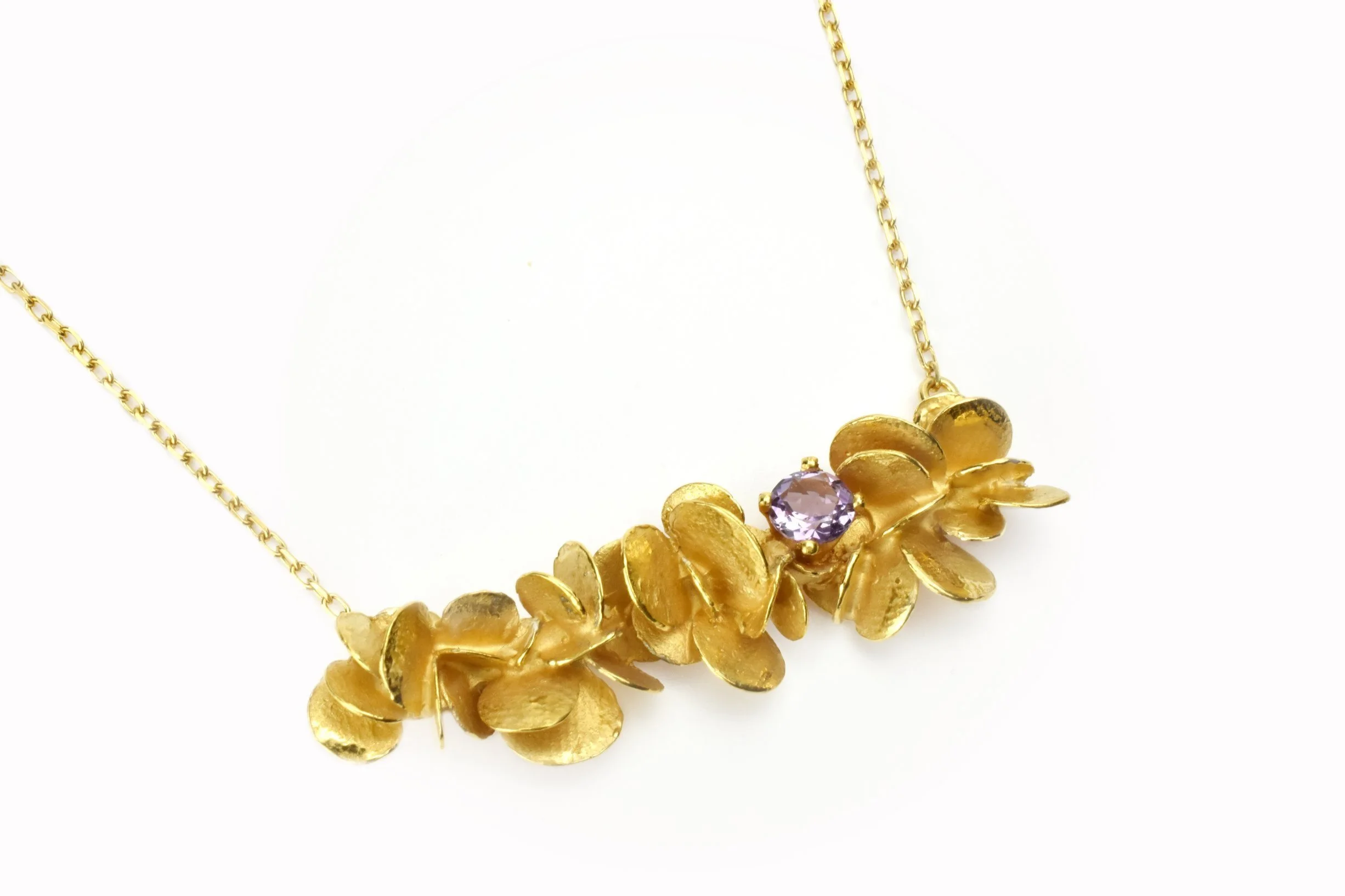 Collier doré Succulente avec pierre fine - La lueur de l'aube
