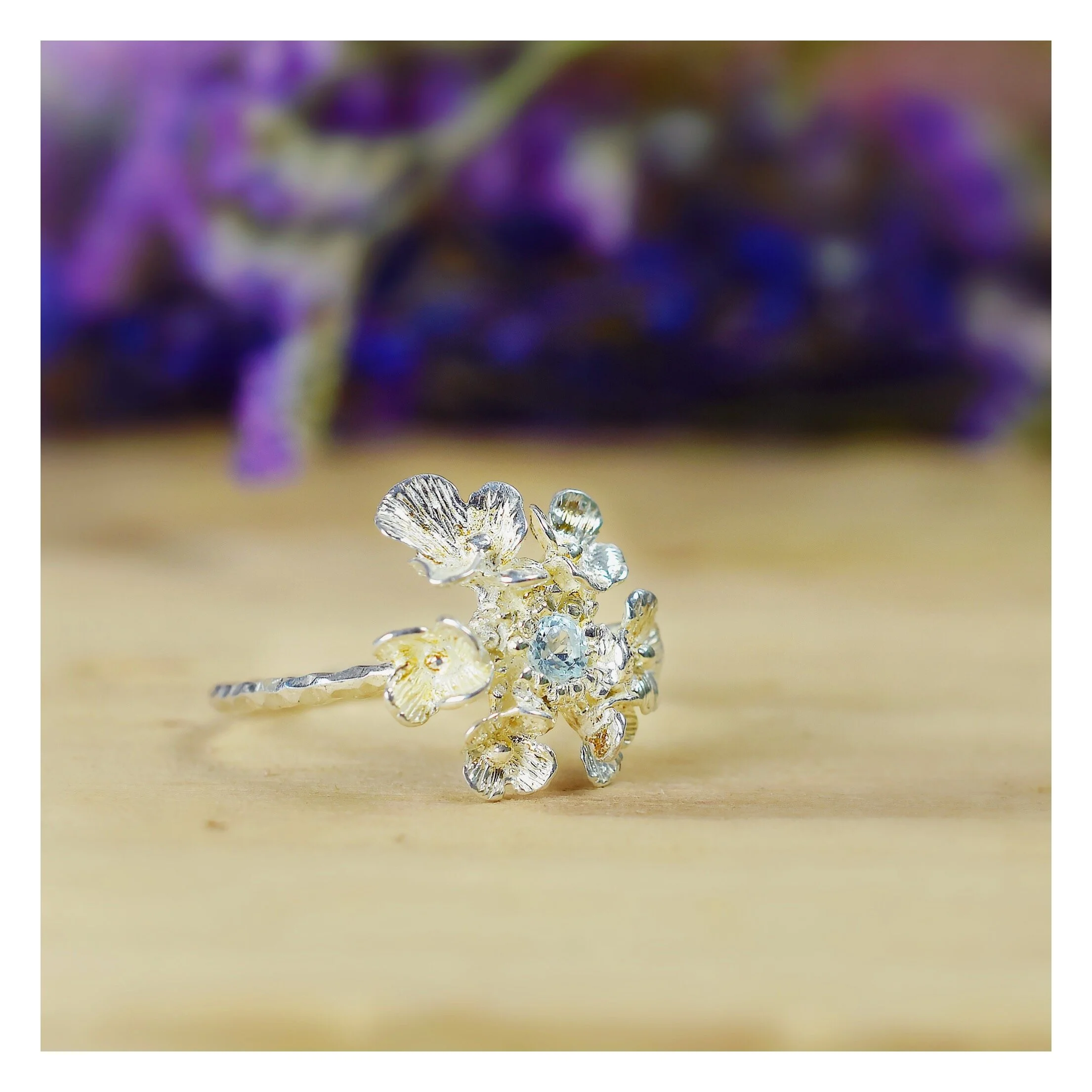 Bague fleur artisanale - La lueur de l'aube