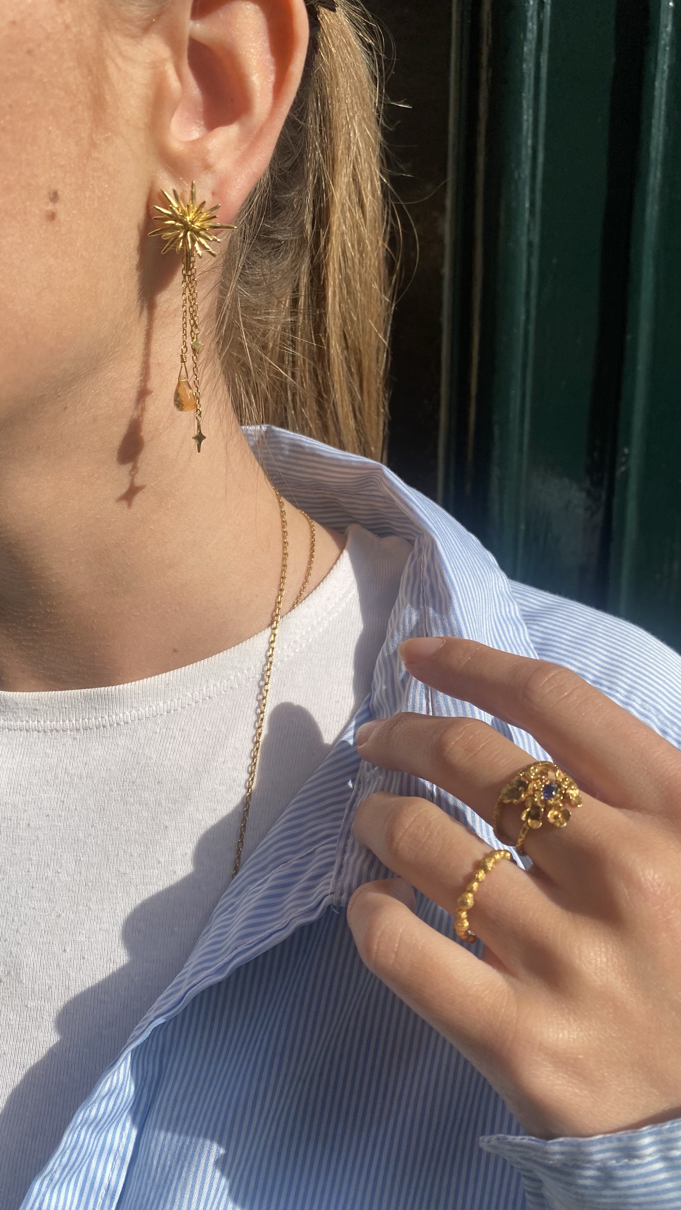 boucled'oreilles-asymétrique-pendante-pierre-étoile-artisanale-atelierparis6-or-argent-plaqué