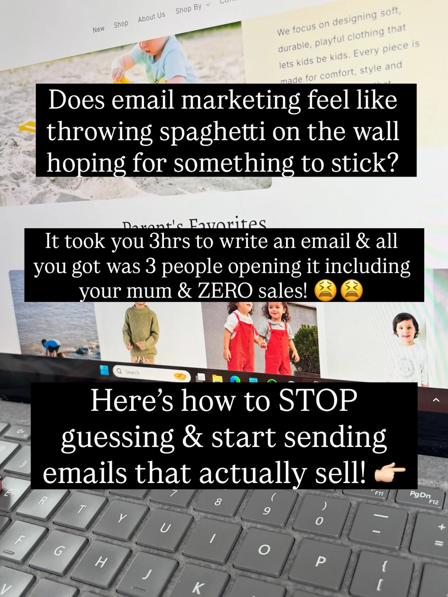 Email marketing feeling like you are throwing spaghetti on the wall &amp; nothing sticking?? 🤷🏻&zwj;♀️

Spending 3hrs writing an email only to have it open by 2 people &mdash; your bff &amp; your mum??! 😬

Now you are wondering if it&rsquo;s worth