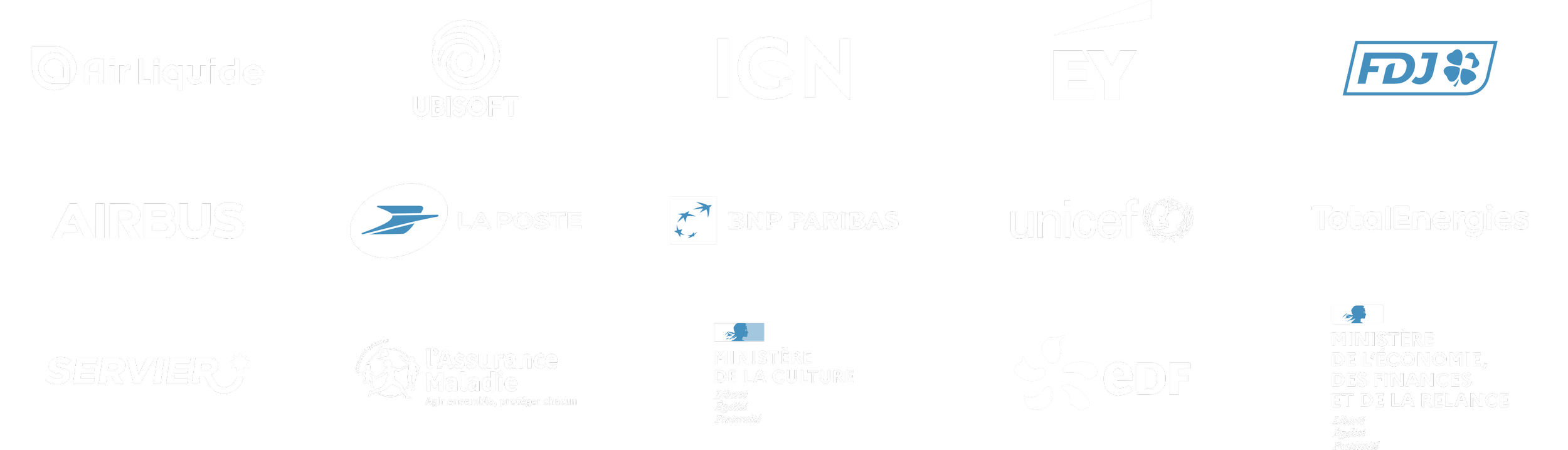 logos des entreprises renommées qui nous font confiance pour équiper leurs bureaux et espaces d'innovation