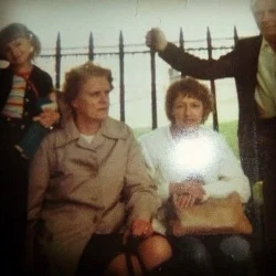 Me, with my nannan, grandad and mum, and sporting a rather lovely stripey number too.