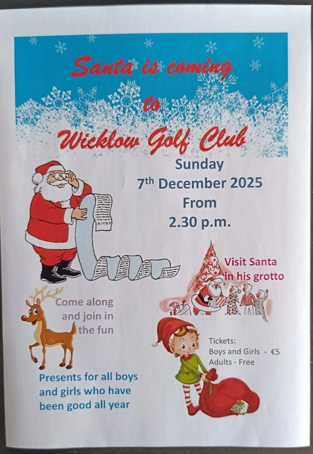 Santa Visit at Wicklow Golf Club