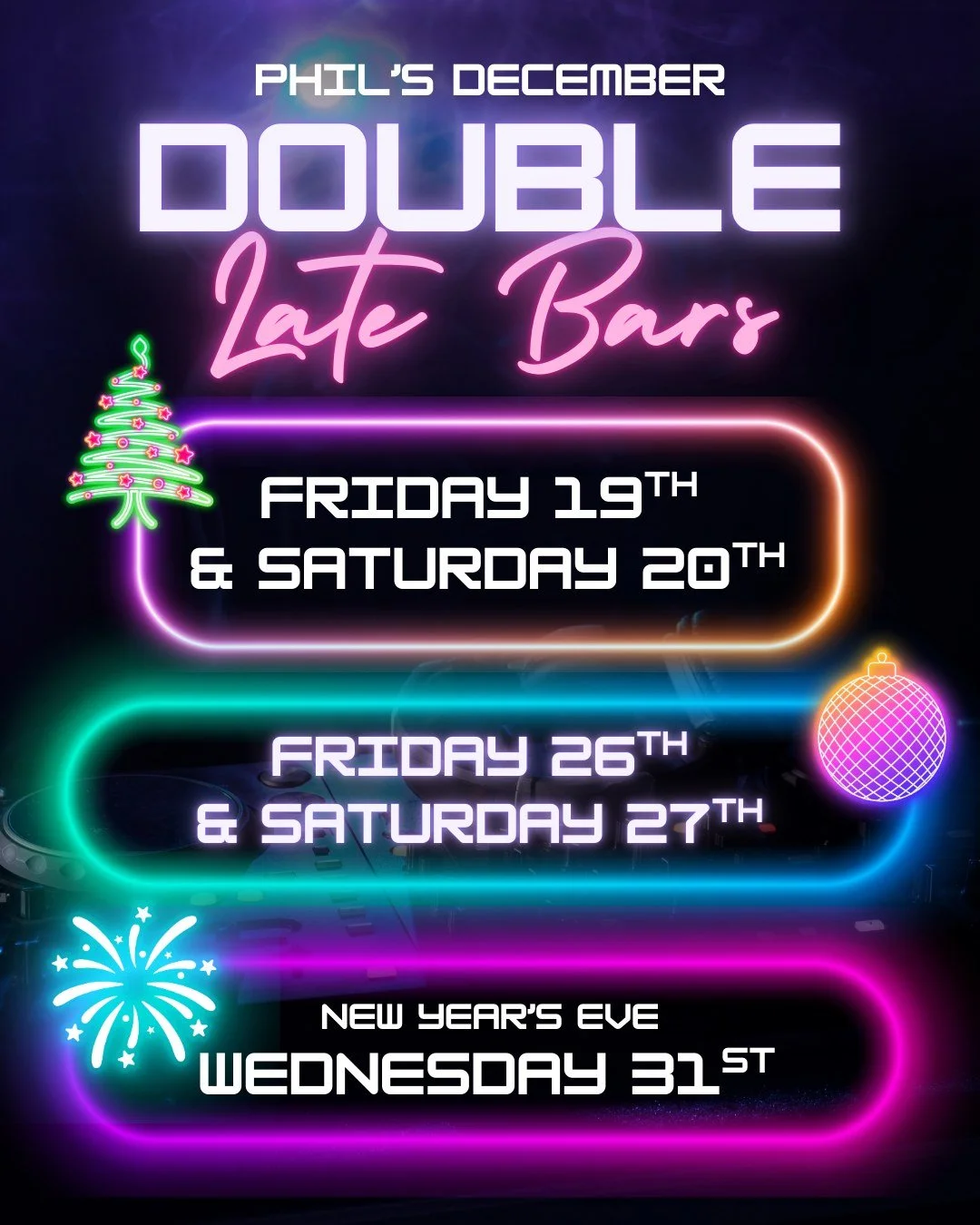 Late Bar December &amp; DJ @ Phil's til 2:30am