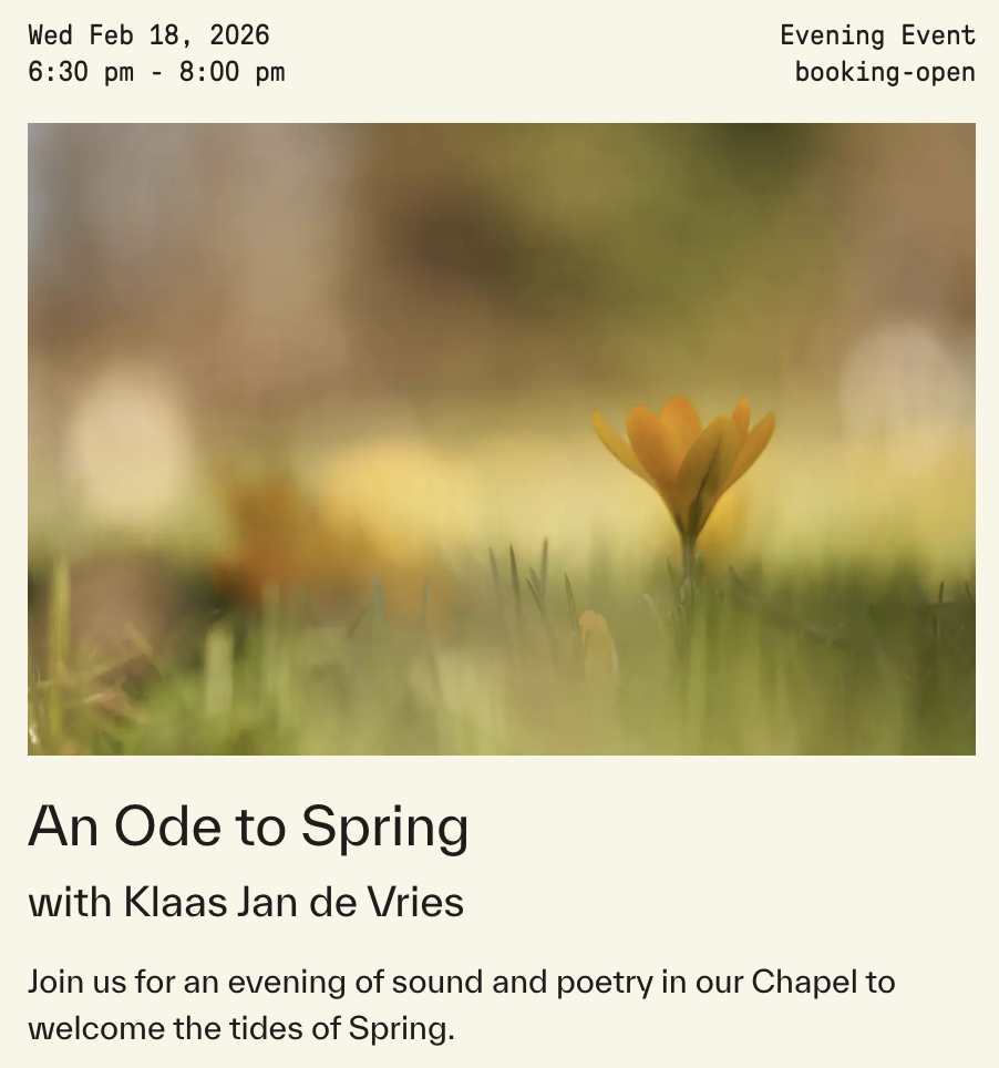 An Tairseach Spring Programme - An Ode to Spring With Klaas Jan de Vries