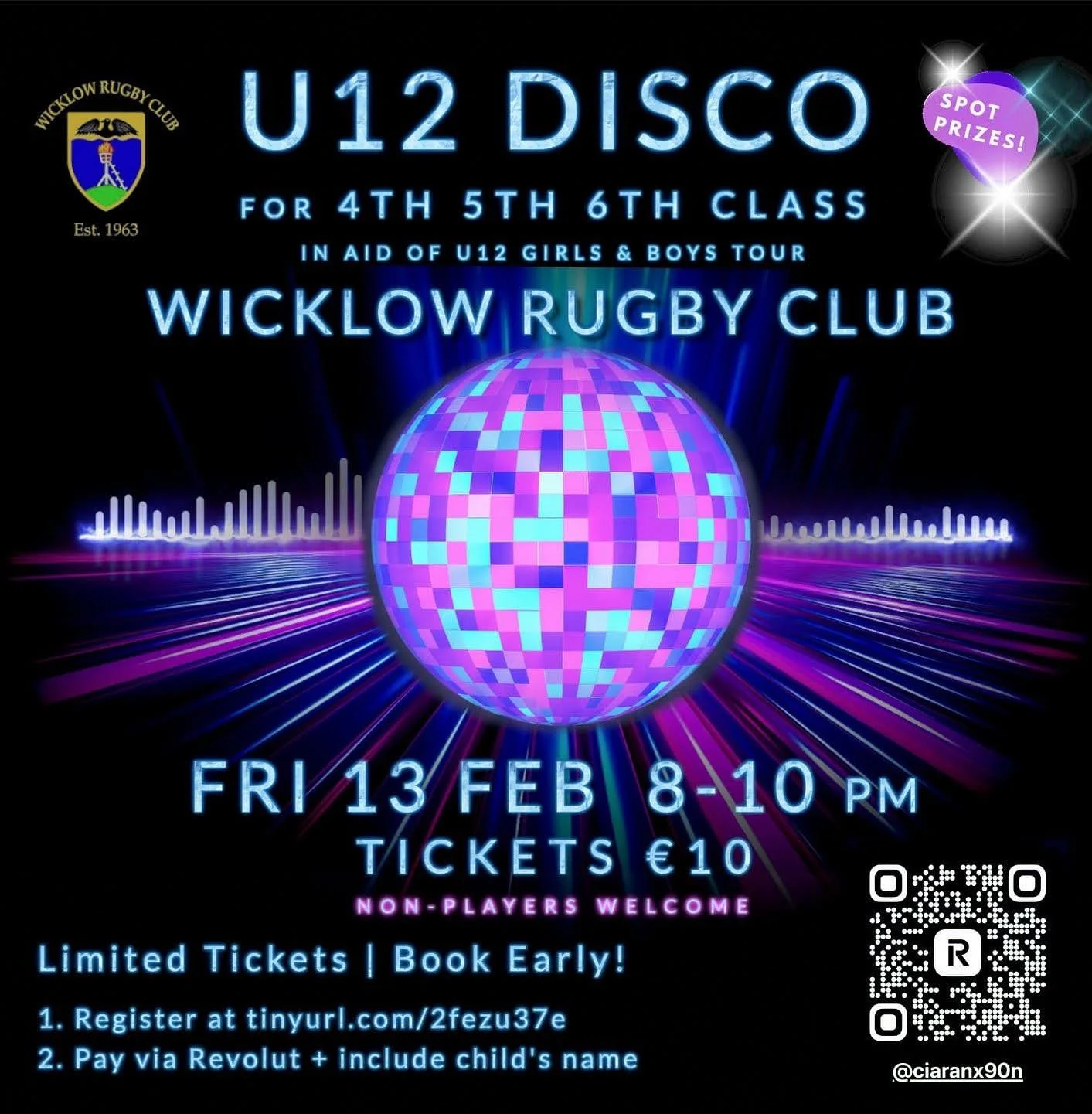 U12 Disco at Wicklow Rugby Club