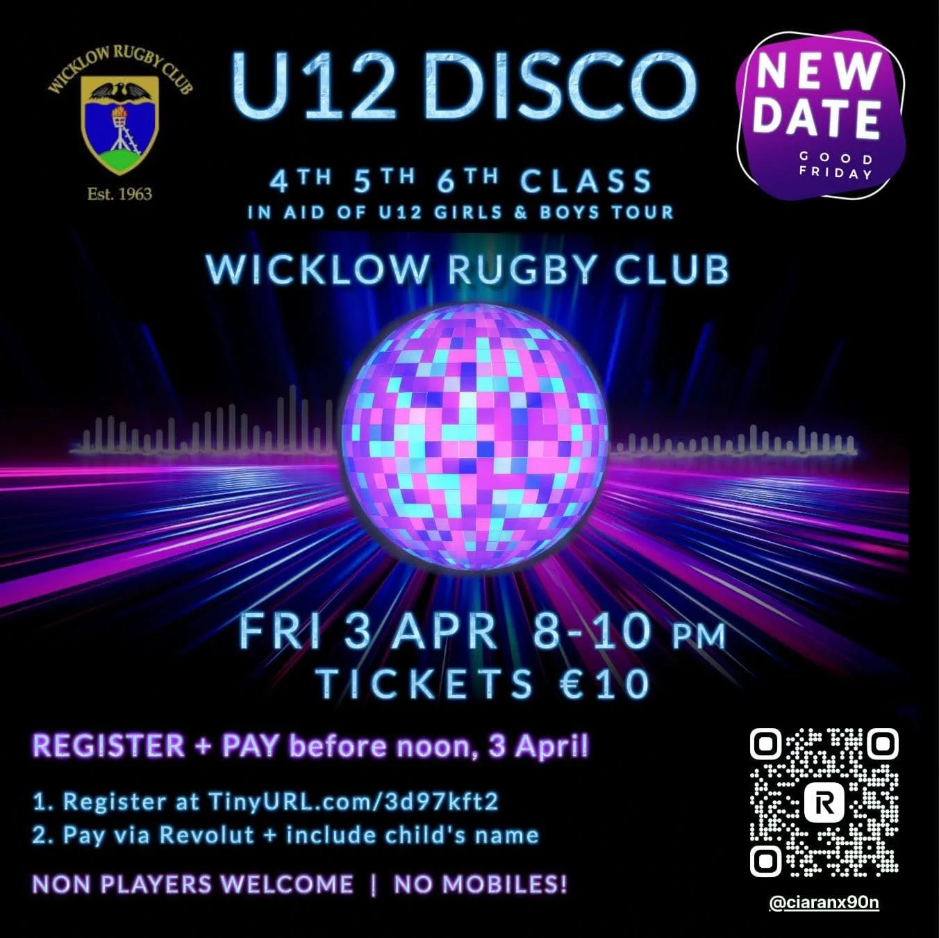 U12 Disco at Wicklow Rugby Club