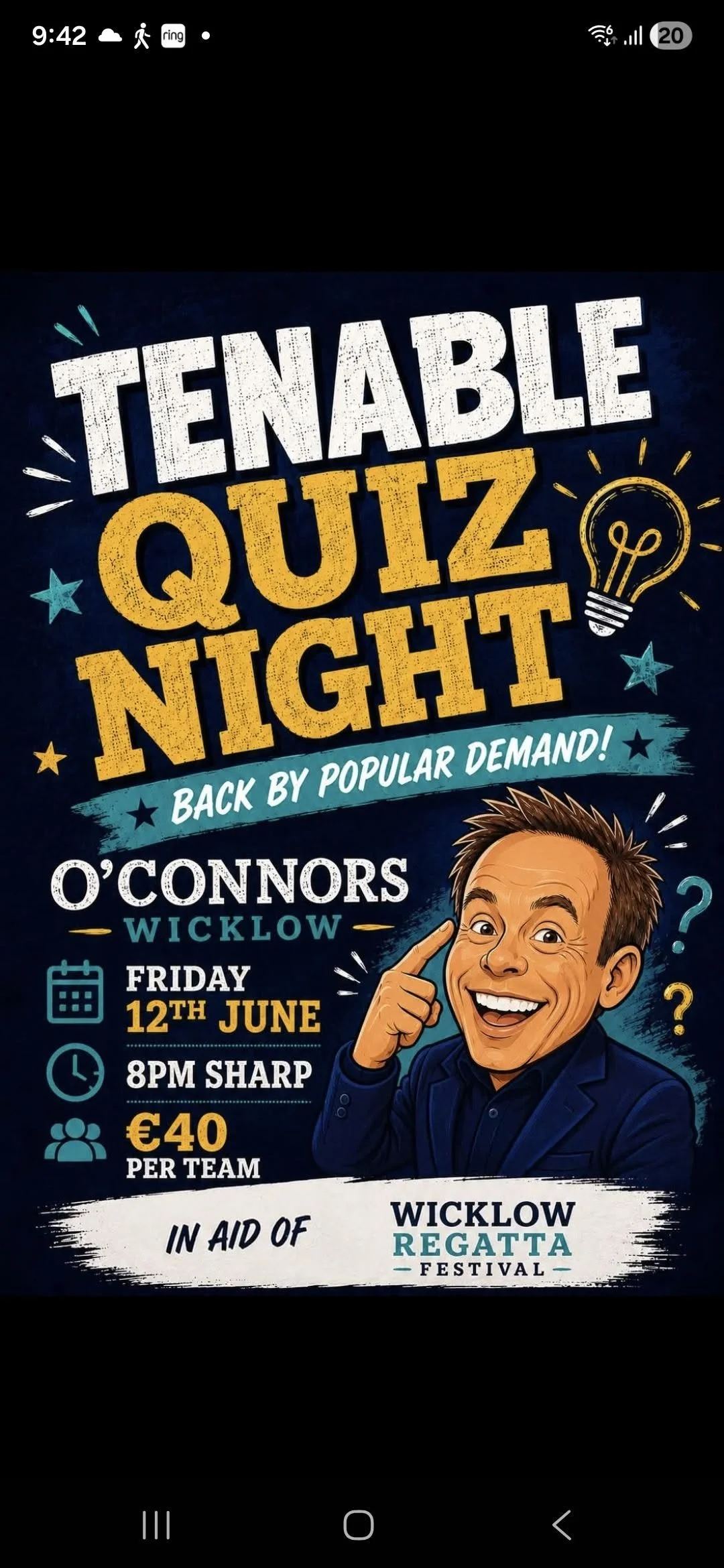 Quiz Night in Aid of Wicklow Regatta @ O'Connors / Growler Man