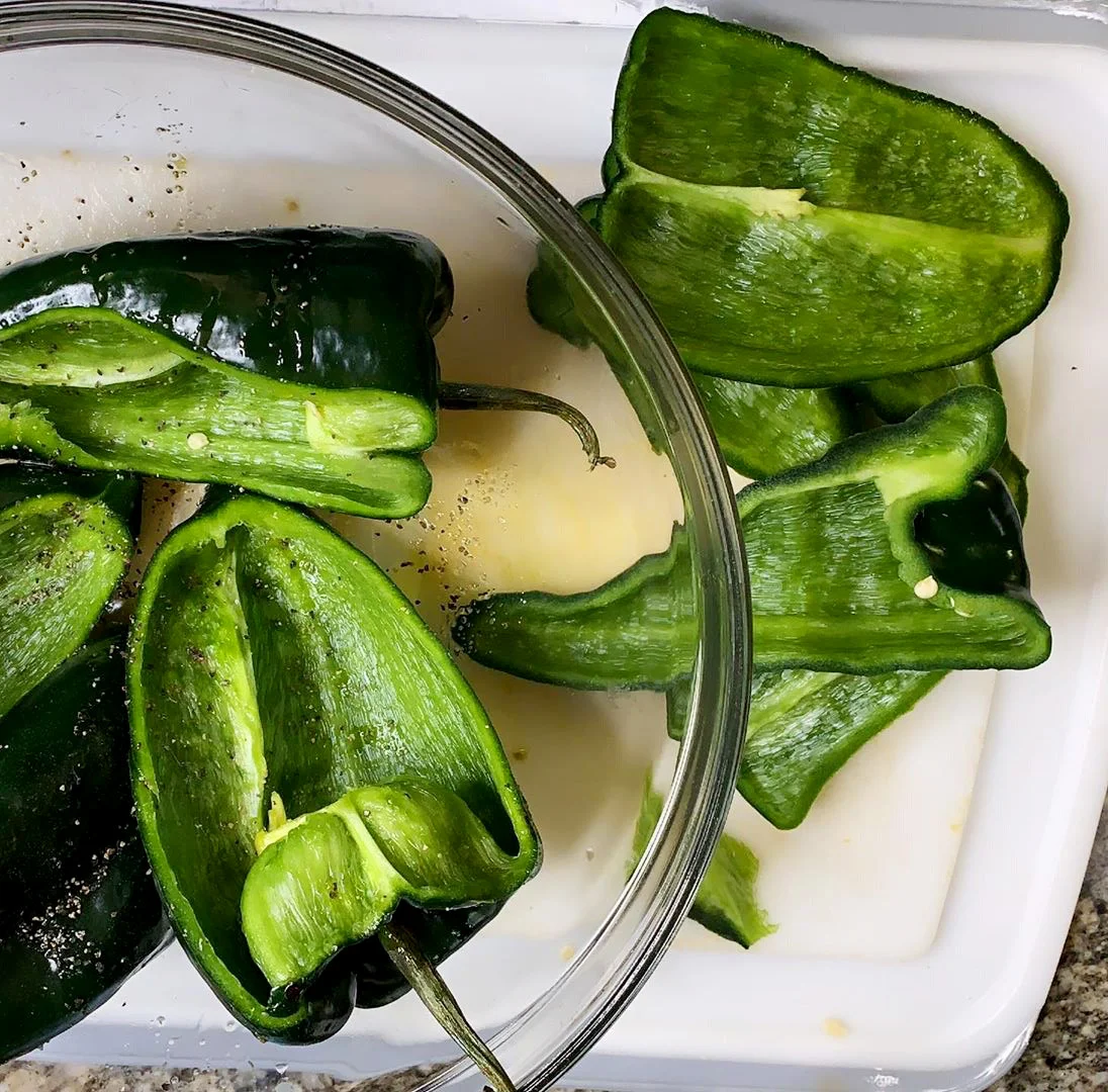 Olive oil, Salt and pepper help bring out the natural taste of the Poblanos.