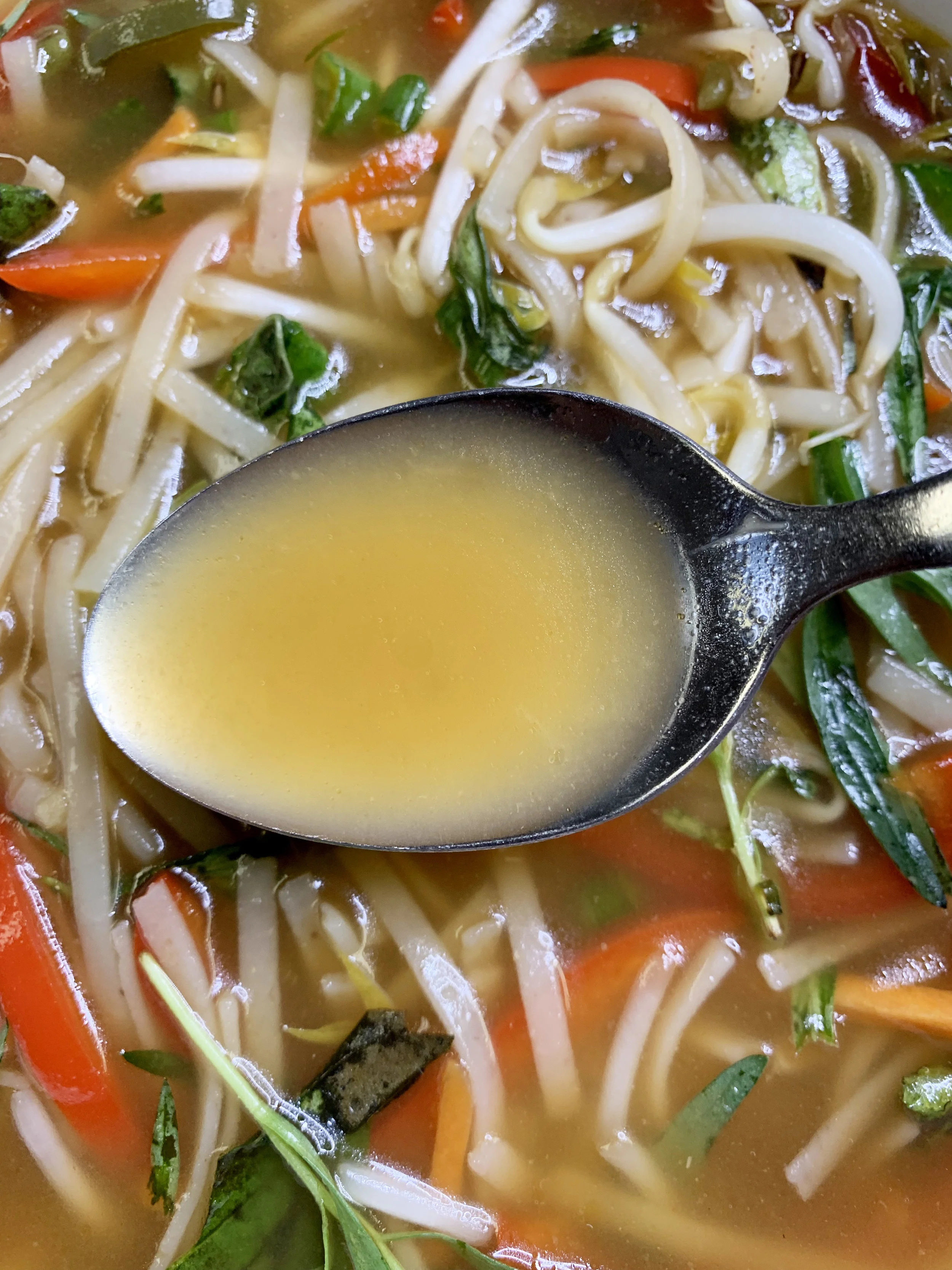 Use soy sauce in your stock base for the most authentic taste. Make it as spicy as you’d like!