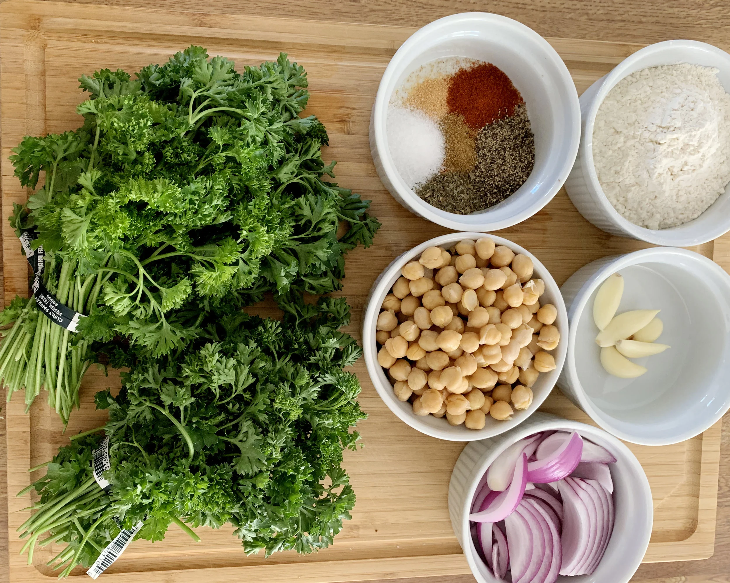 Falafel Ingredients (you’ll need a food processor)