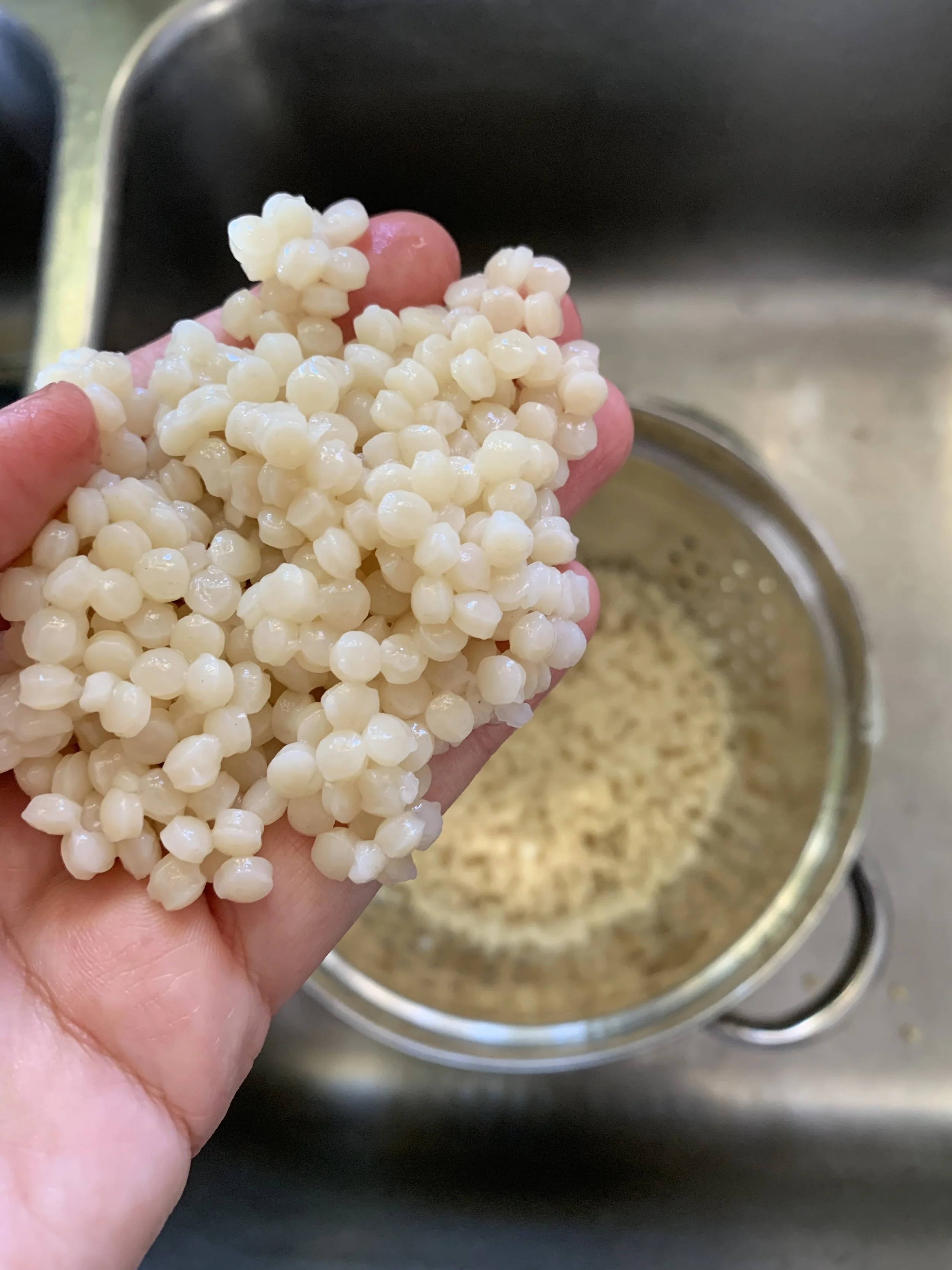 Israeli Pearl cous cous is the best for this salad, but regular cous cous works as well.