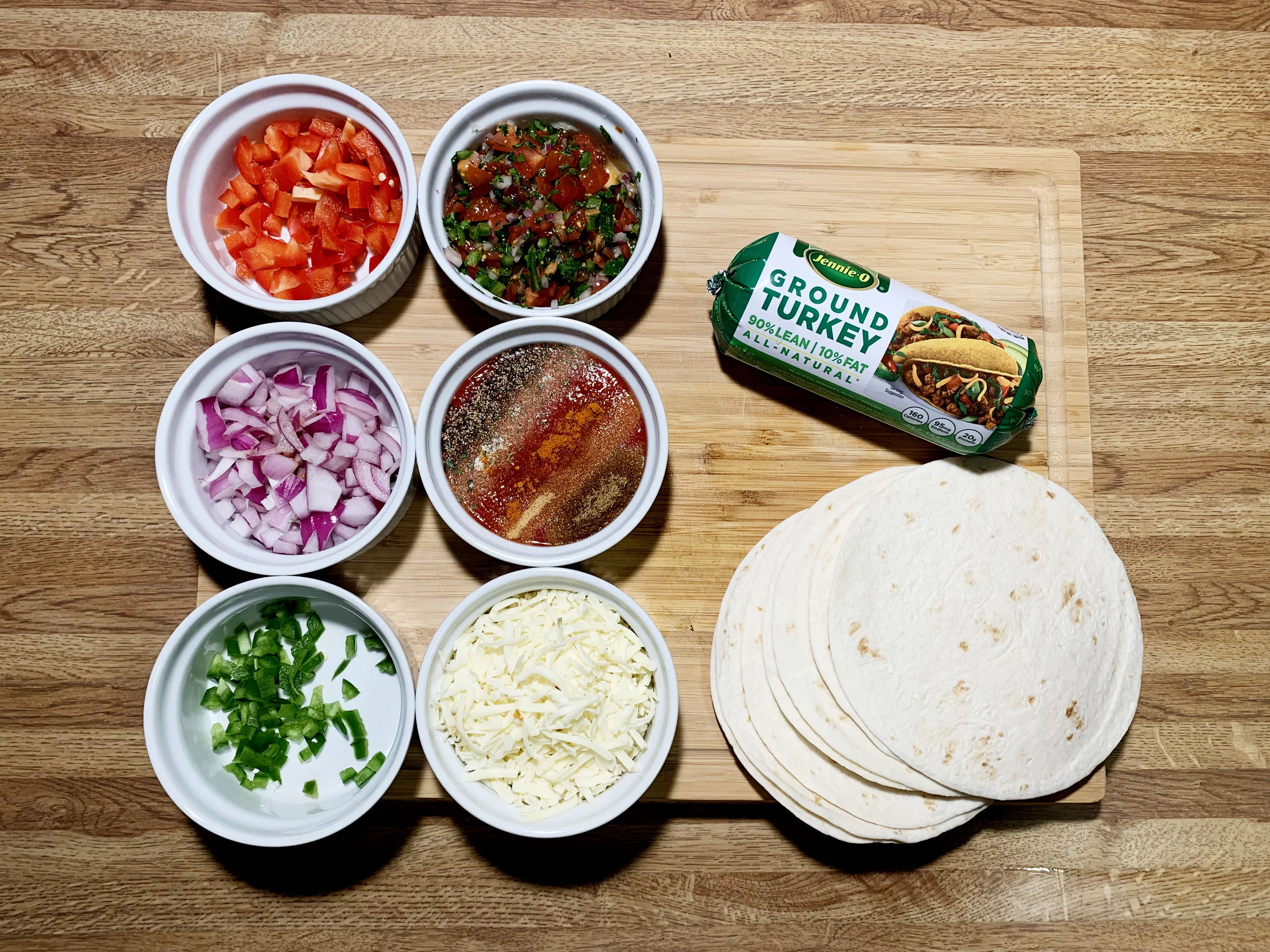Everything you’ll need! (I pre-made the pico de gallo)