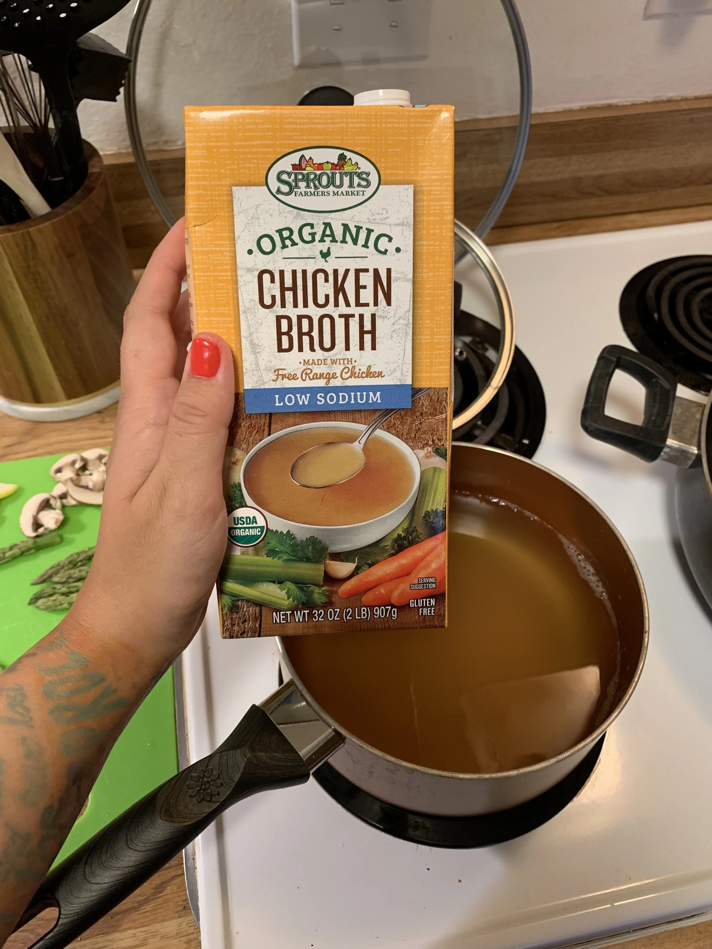 Keeping your broth hot ensures even cooking for the rice.