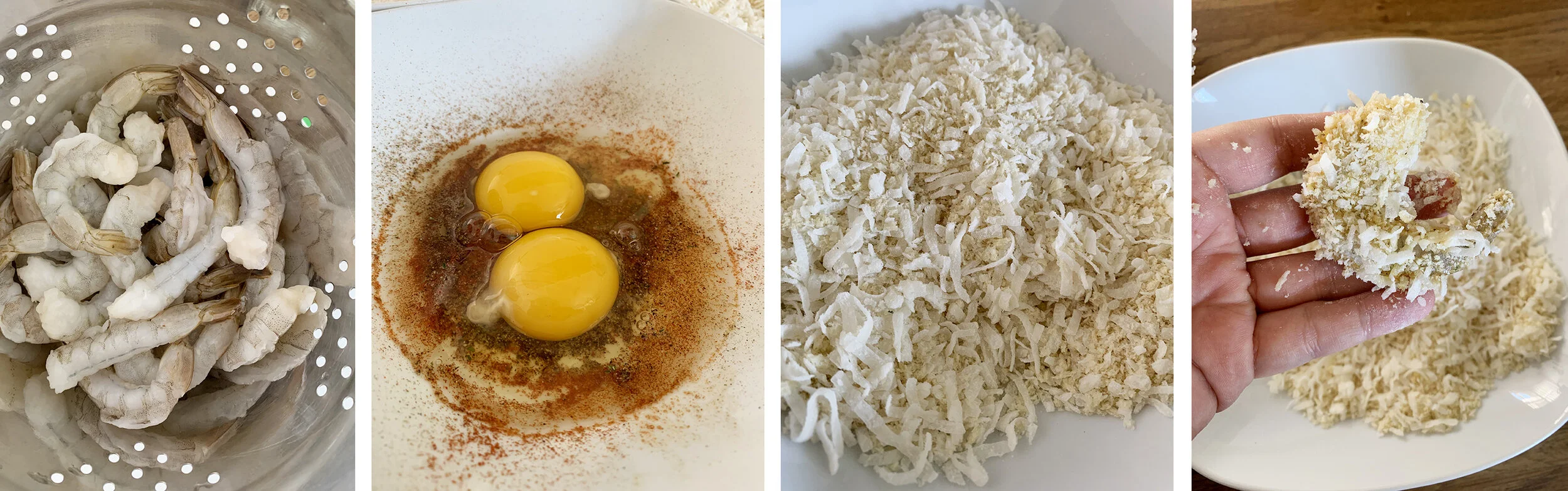 Flavor is key with a dredge, so here is a close up of the spices and panko/coconut mixture.