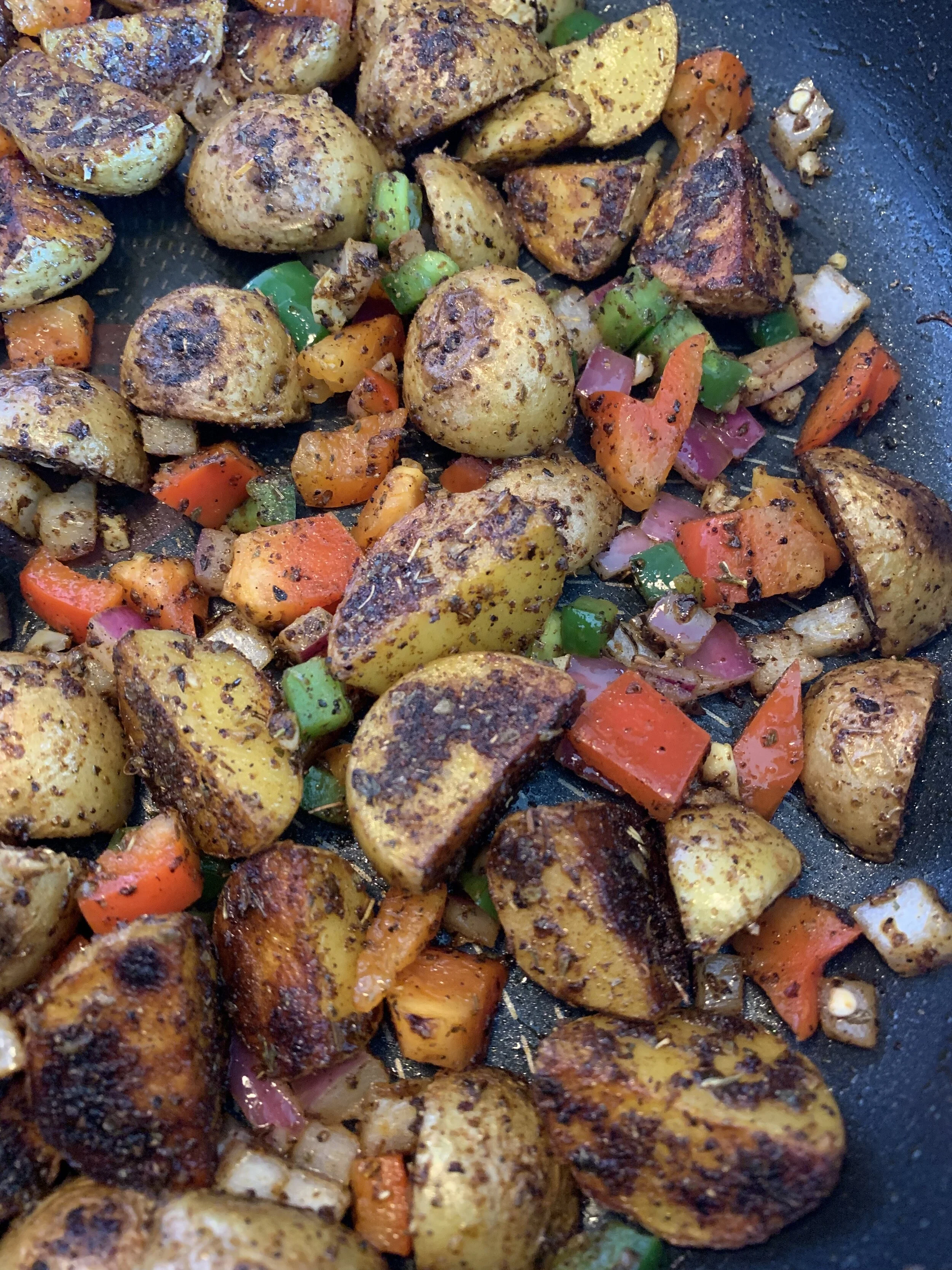 Skillet cook the whole time or transfer to the air fryer!