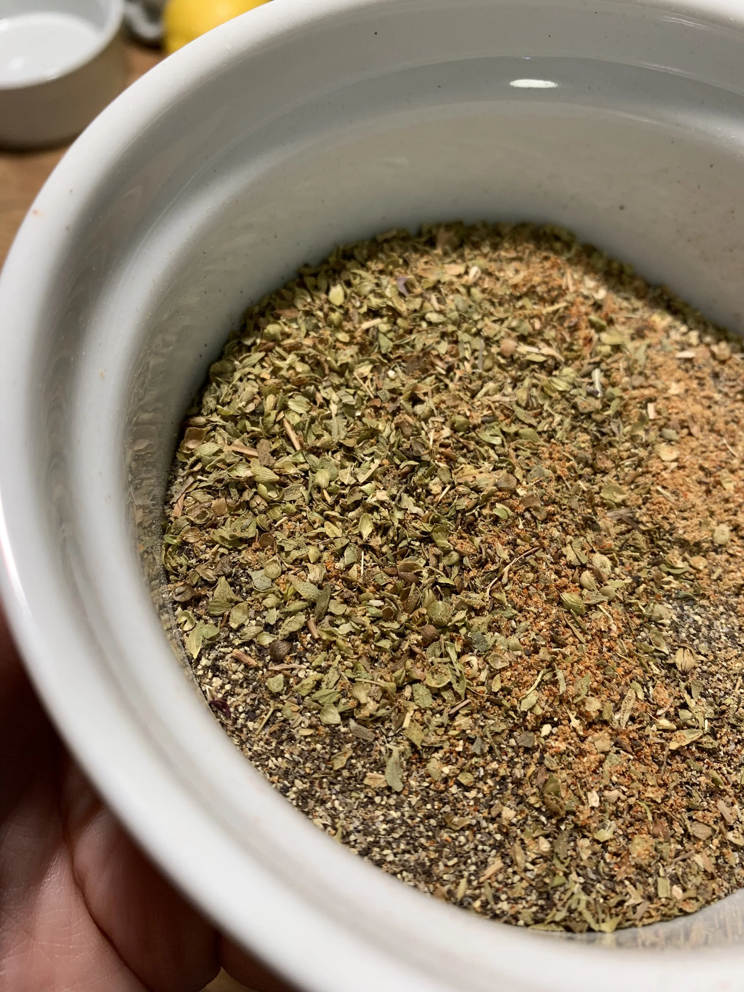 You want to use traditional Greek herbs, but I always toss in a little paprika and coriander too.