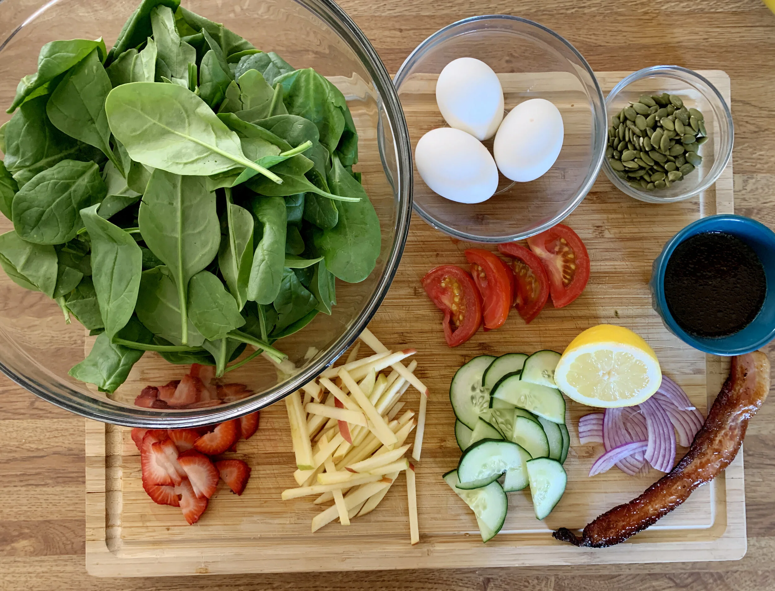 Mixing fruit into a salad is a great way to brighten it up visually and in taste!