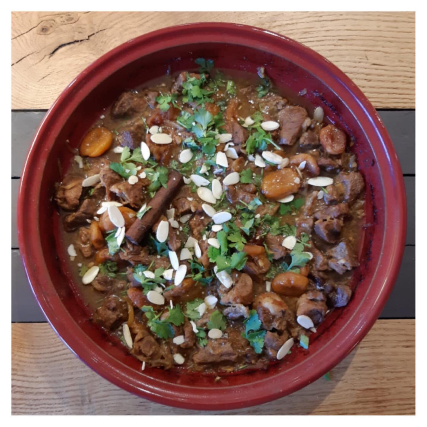 Our delivery special this week: lamb and apricot tagine, cooked looooong and slooooow.