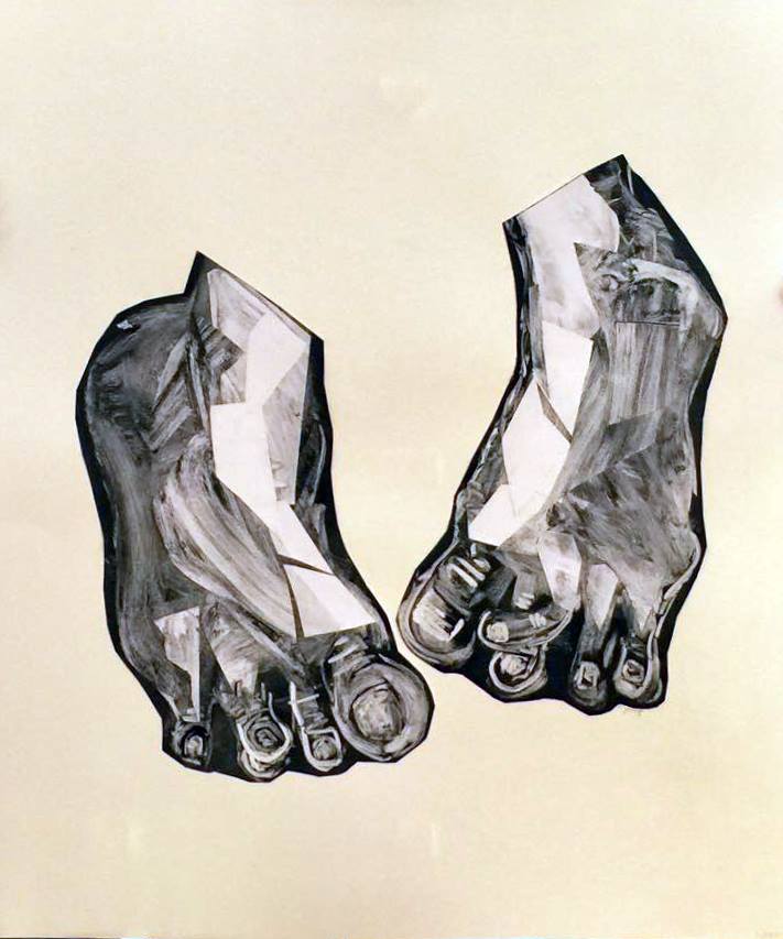 feet, monotype collage, 22" x 30"