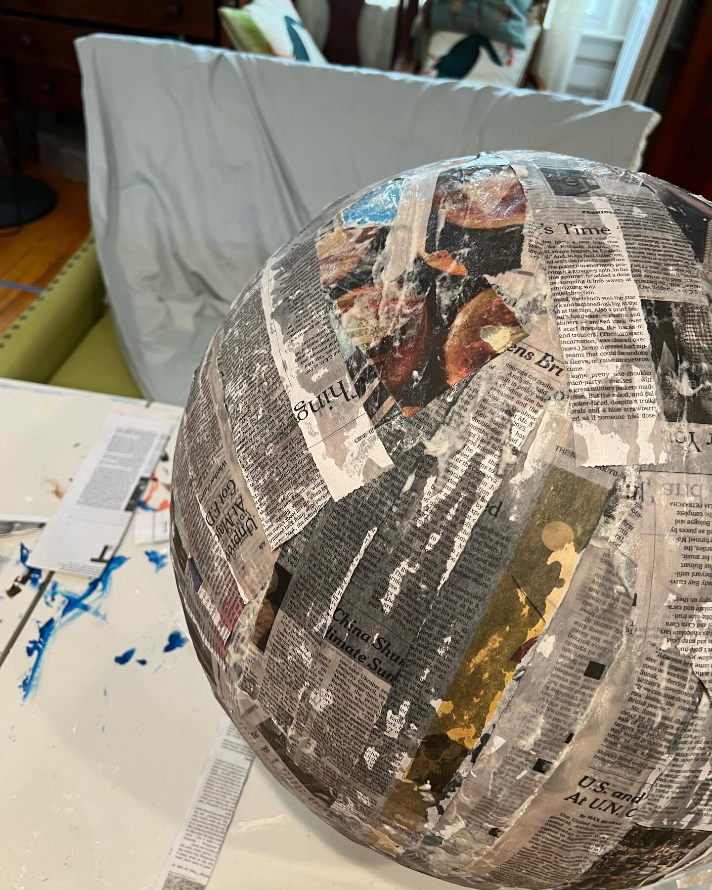 Starting a new project while avoiding the Super Bowl! #papermache