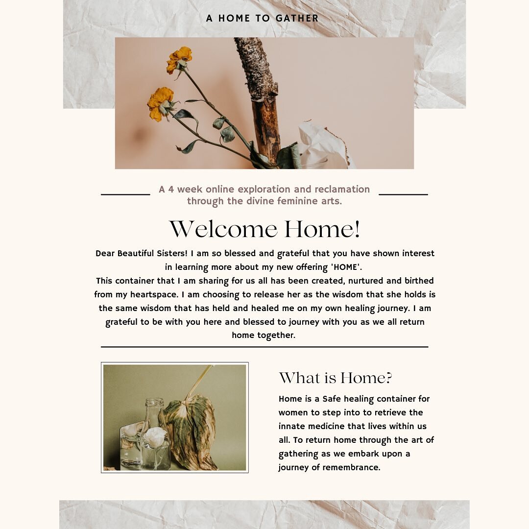 𝗥𝗘𝗧𝗨𝗥𝗡 𝗧𝗢 𝗥𝗘𝗠𝗘𝗠𝗕𝗘𝗥 🌹

My new online four week exploration and reclamation through the divine feminine arts &lsquo;HOME&rsquo; is now live and available for you to join!

Swipe across to learn much more and follow the link in my bio t