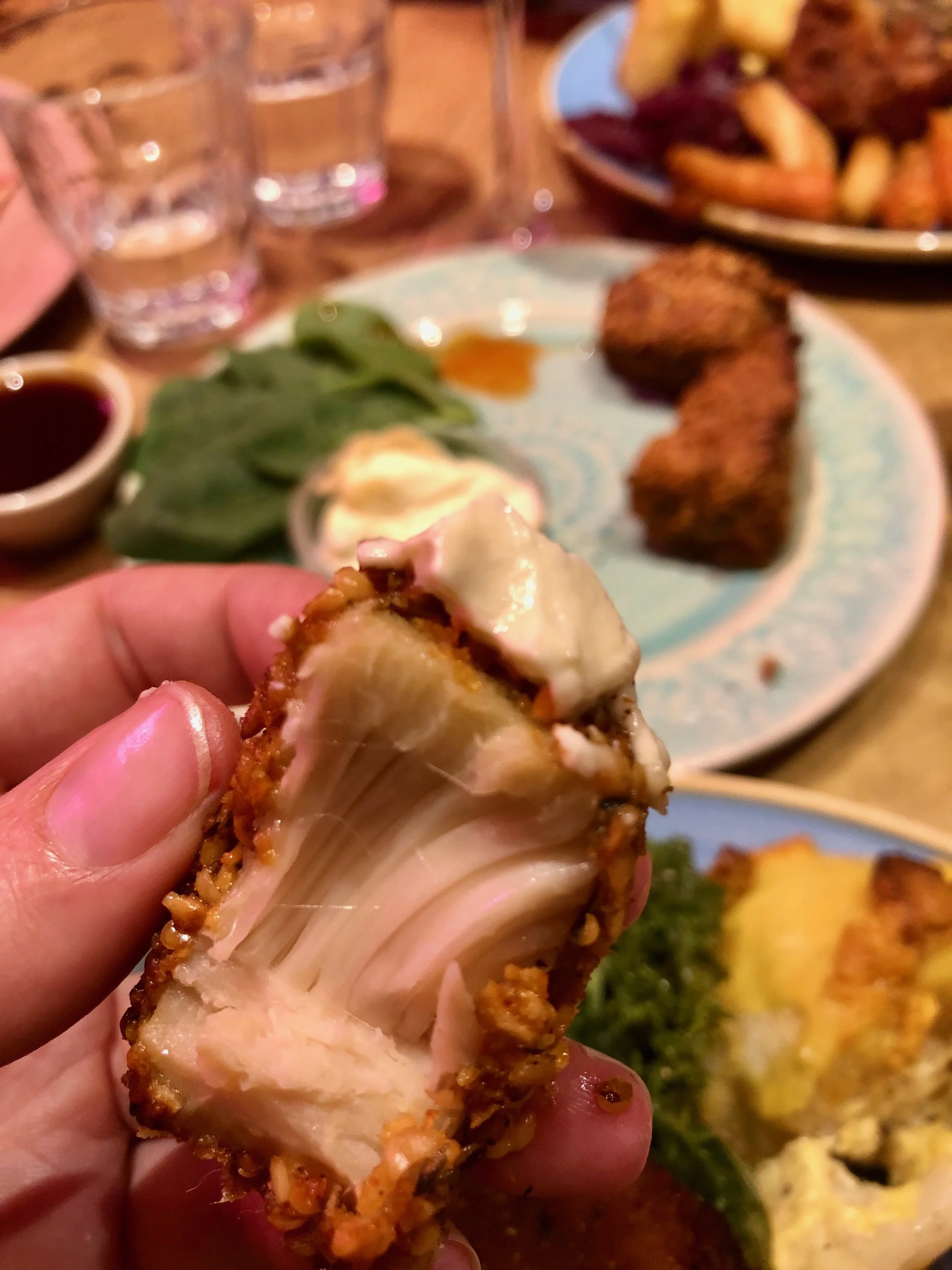 Those delicious Hemp and Sunflower Seed Bites (that’s jackfruit inside)! @ Tell Your Friends, Dec 2018.